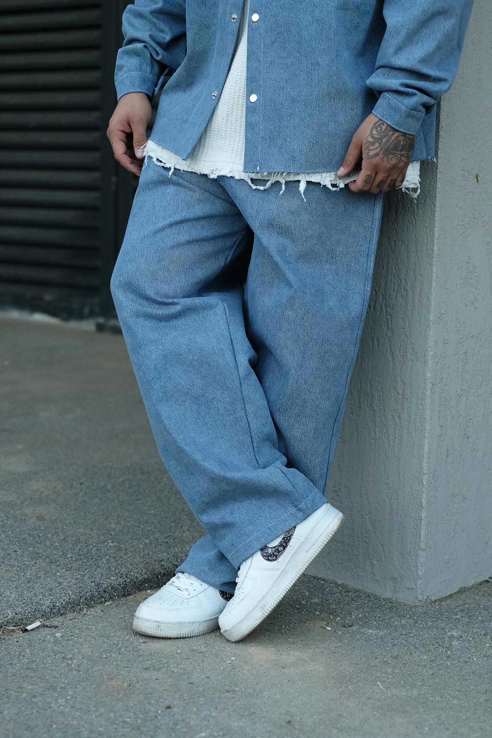 808 Oversize Retro Mavi Kot Jogger