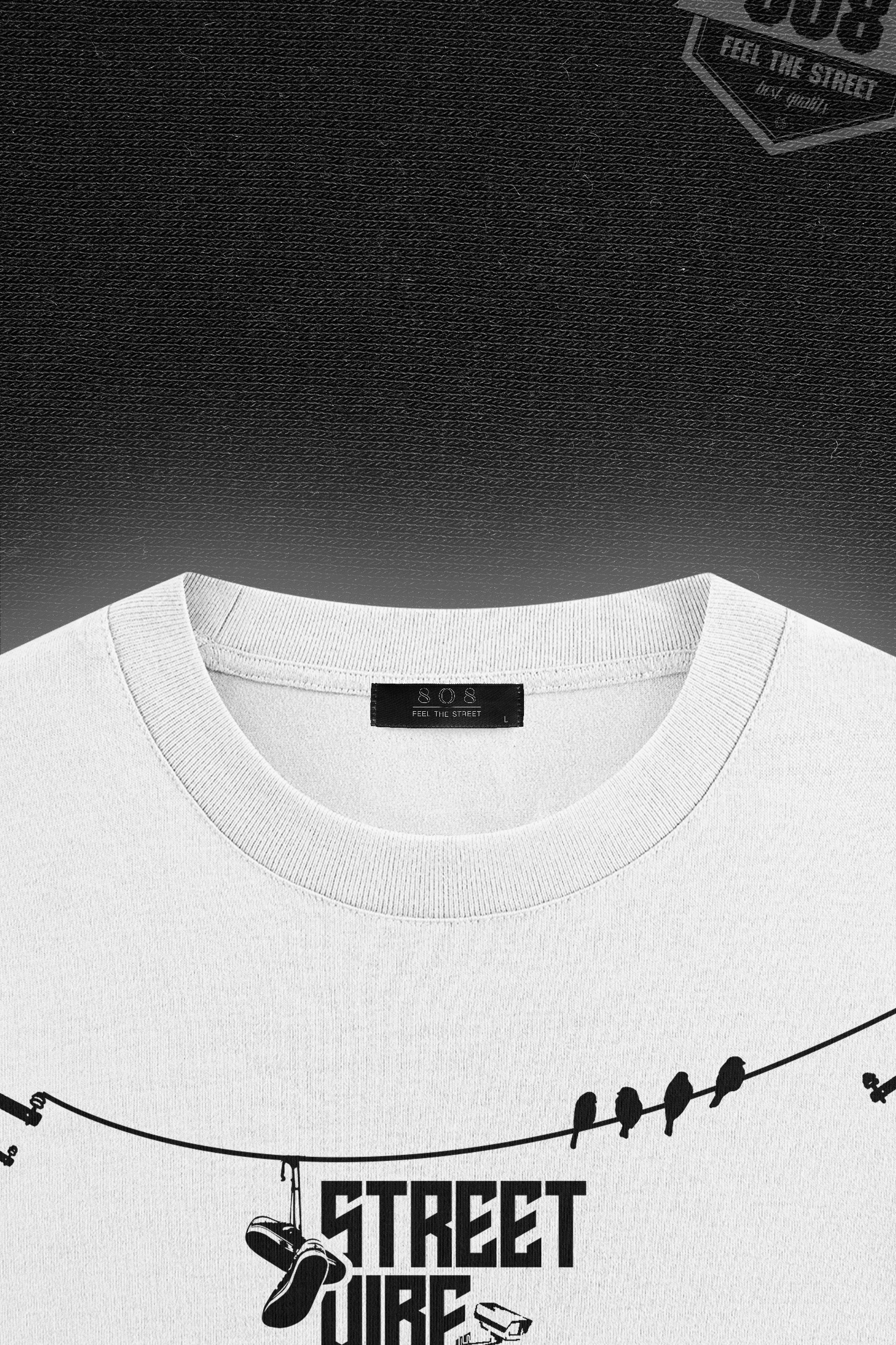 808 " Street Vibe " Baskılı Oversize Tişört - Beyaz