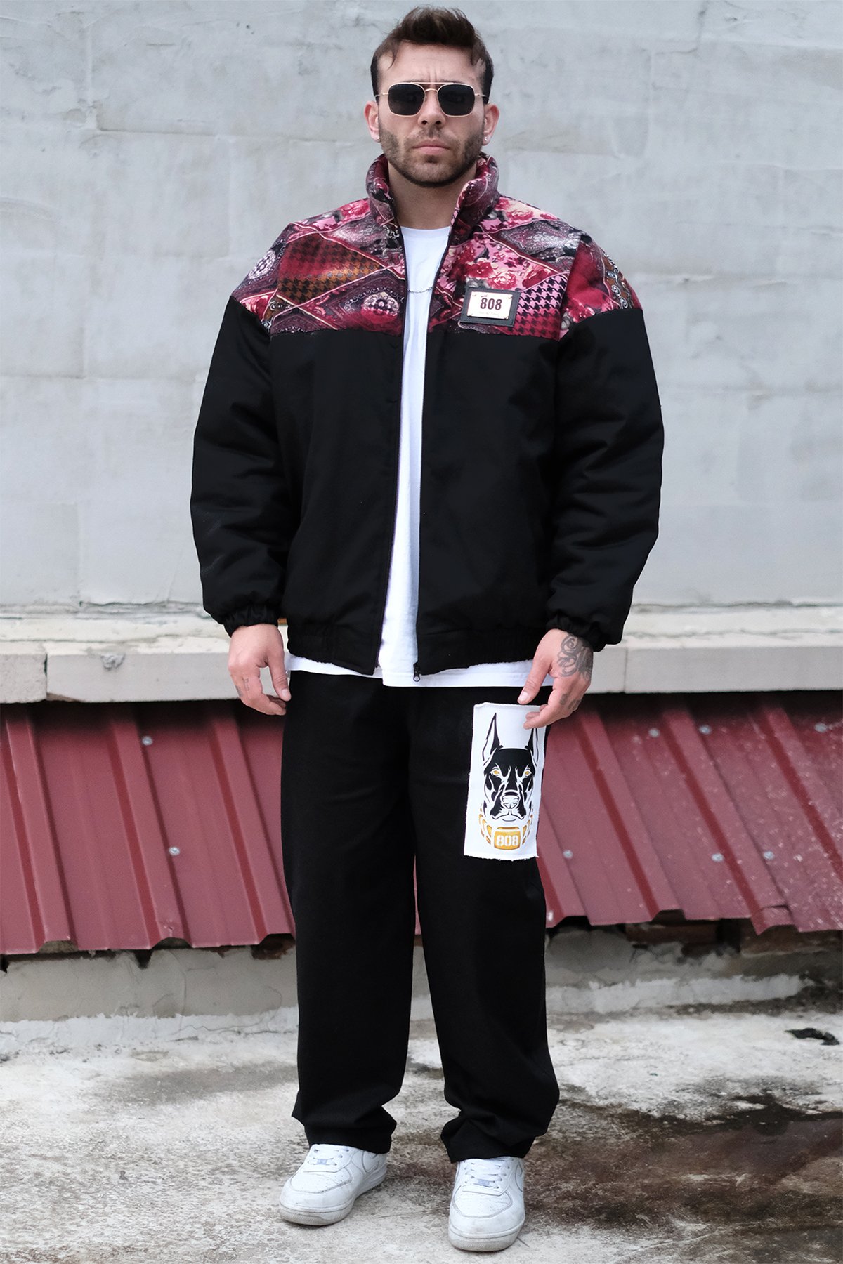 808 Chain Baskılı Yama Detay Oversize Baggy Pantolon