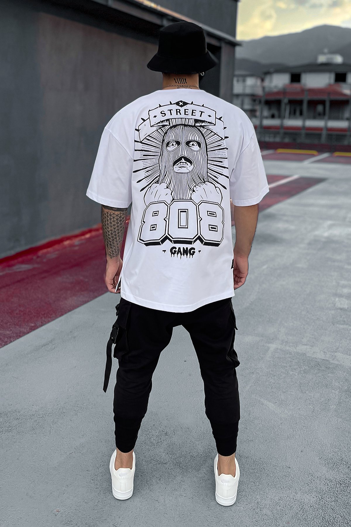 808 '' 808 GANG '' Baskılı Oversize Tişört