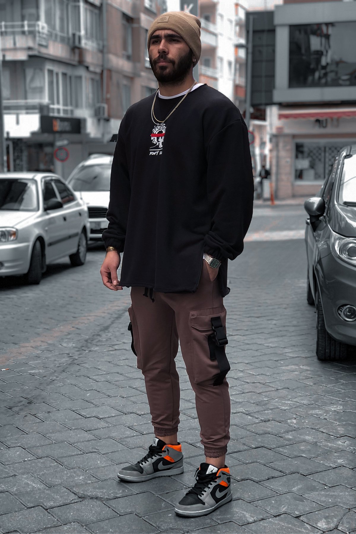 808 "Blindness" Fermuar Yırtmaç Oversize Sweatshirt