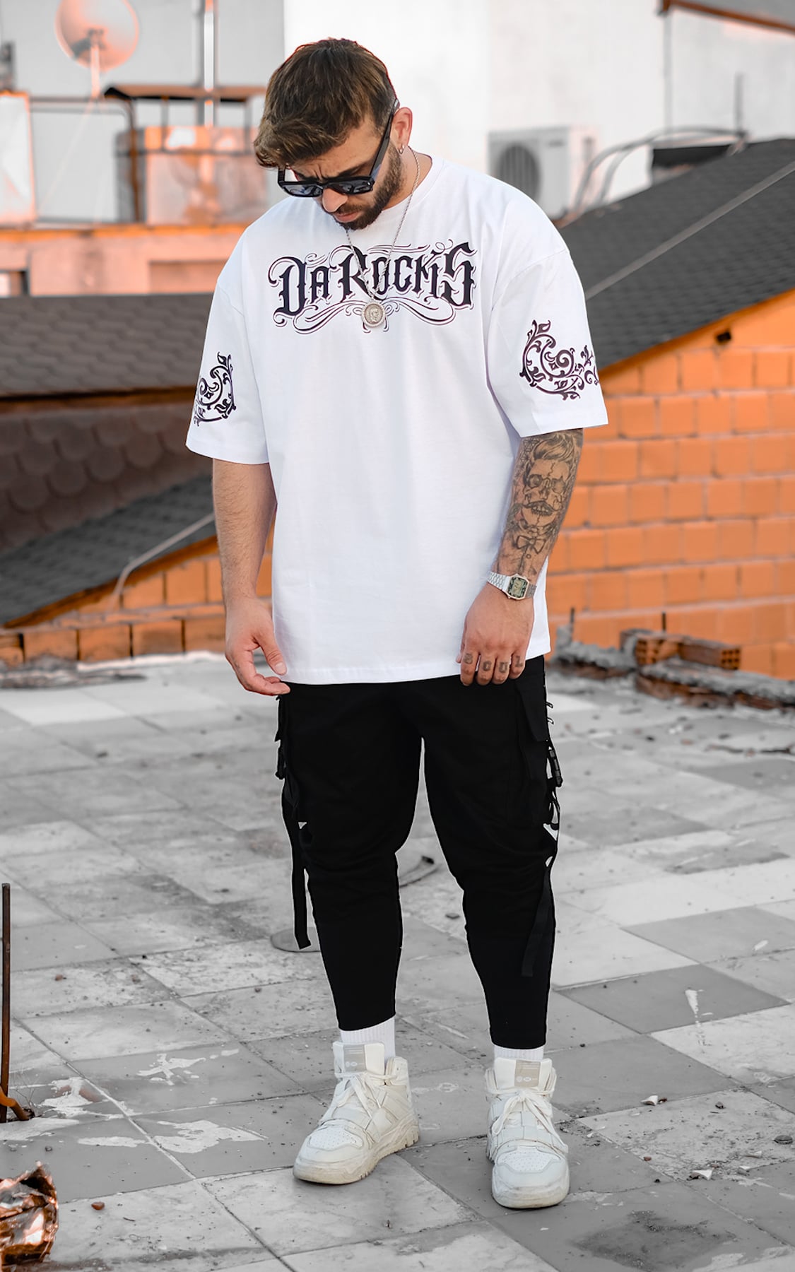 808 Darocks Kol Baskılı Oversize Tişört