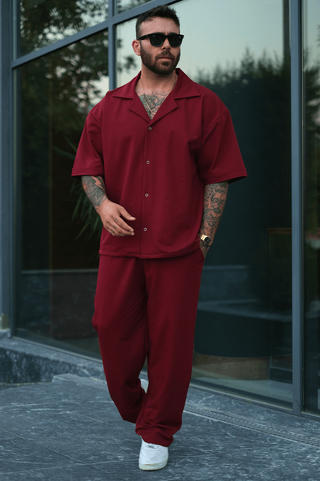 808  Desen Oversize Takım ( Gömlek + jogger )