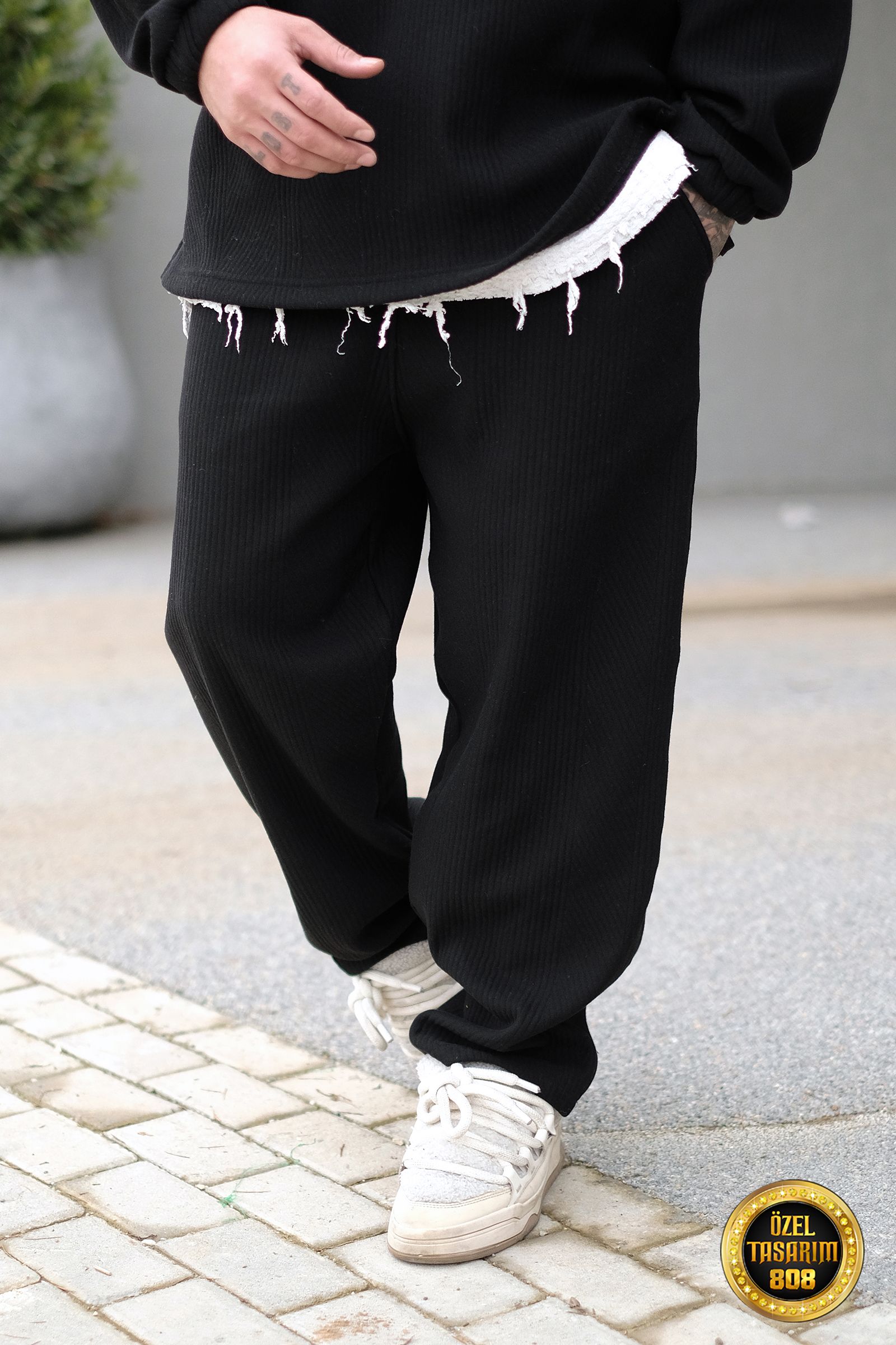 808 Geometrik Dokulu Baggy Jogger