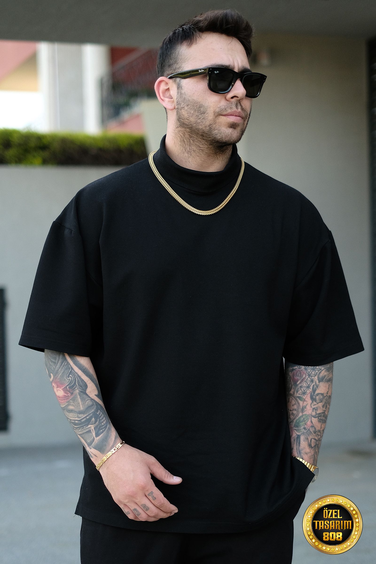 808 Balıkcı Yaka Tok Oversize Tişört