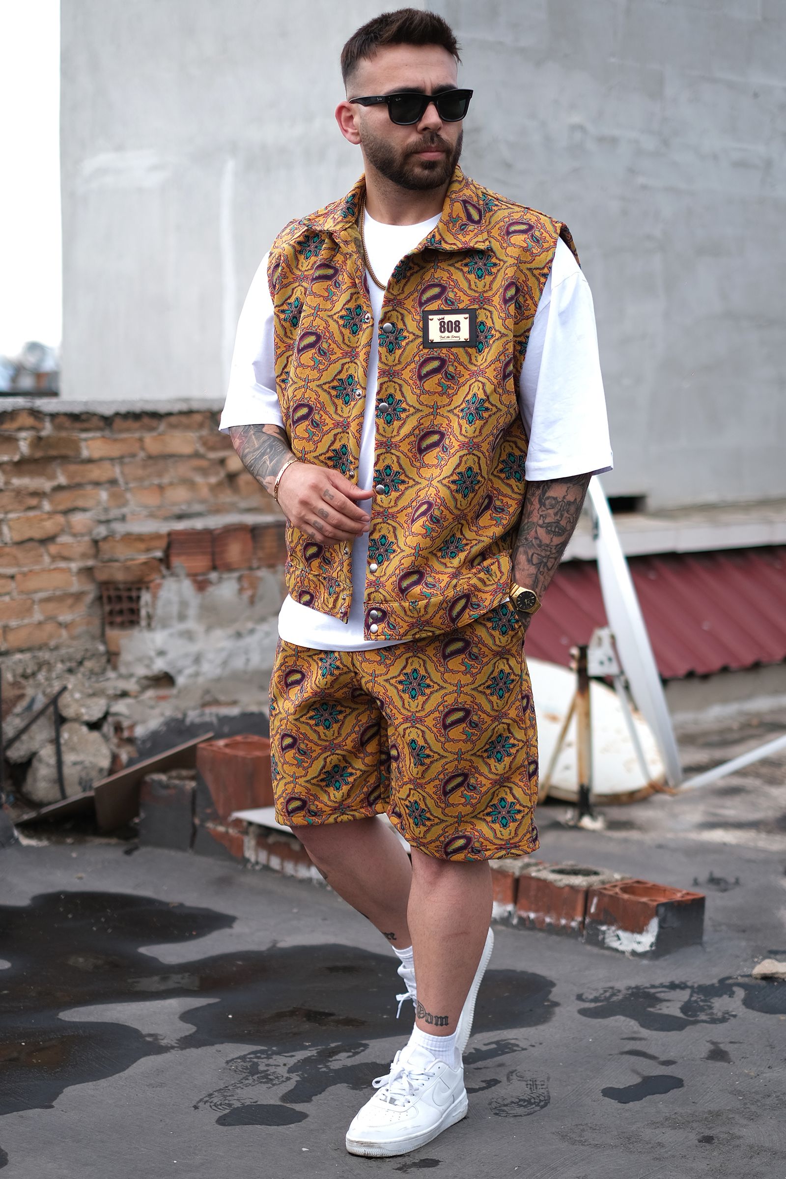 808 Tribal Desen Dokulu Yelek