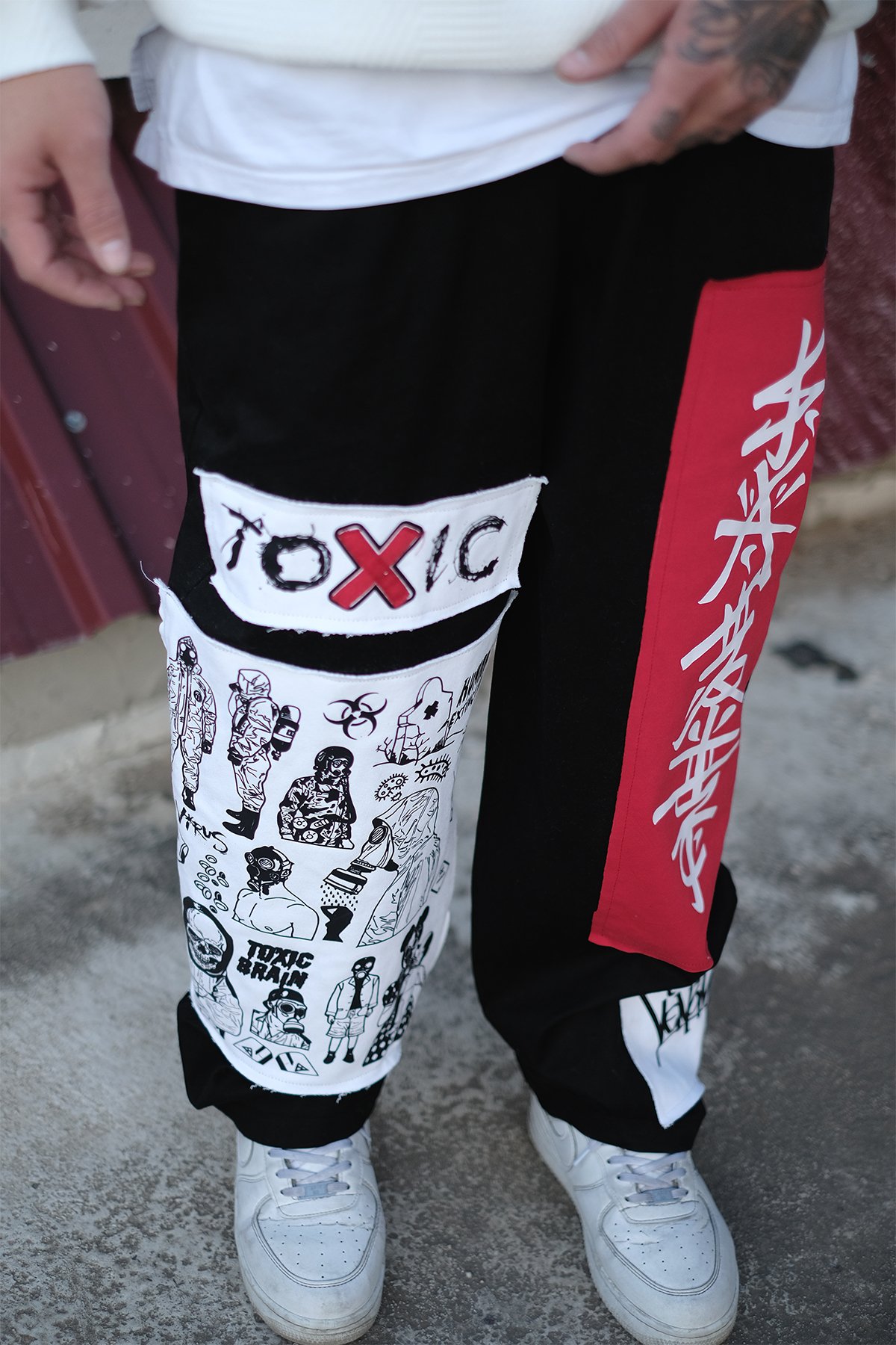 808 Toxic Baskılı Yama Detay Oversize Baggy Pantolon