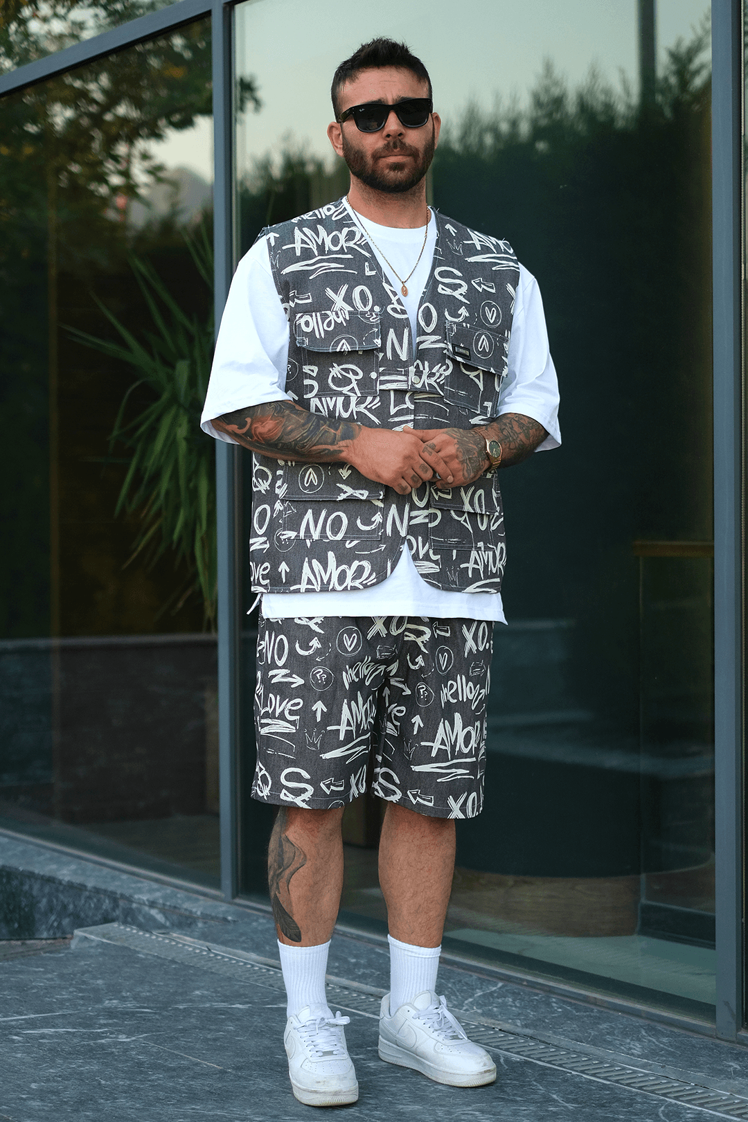 808 XO City Desen Oversize Şort