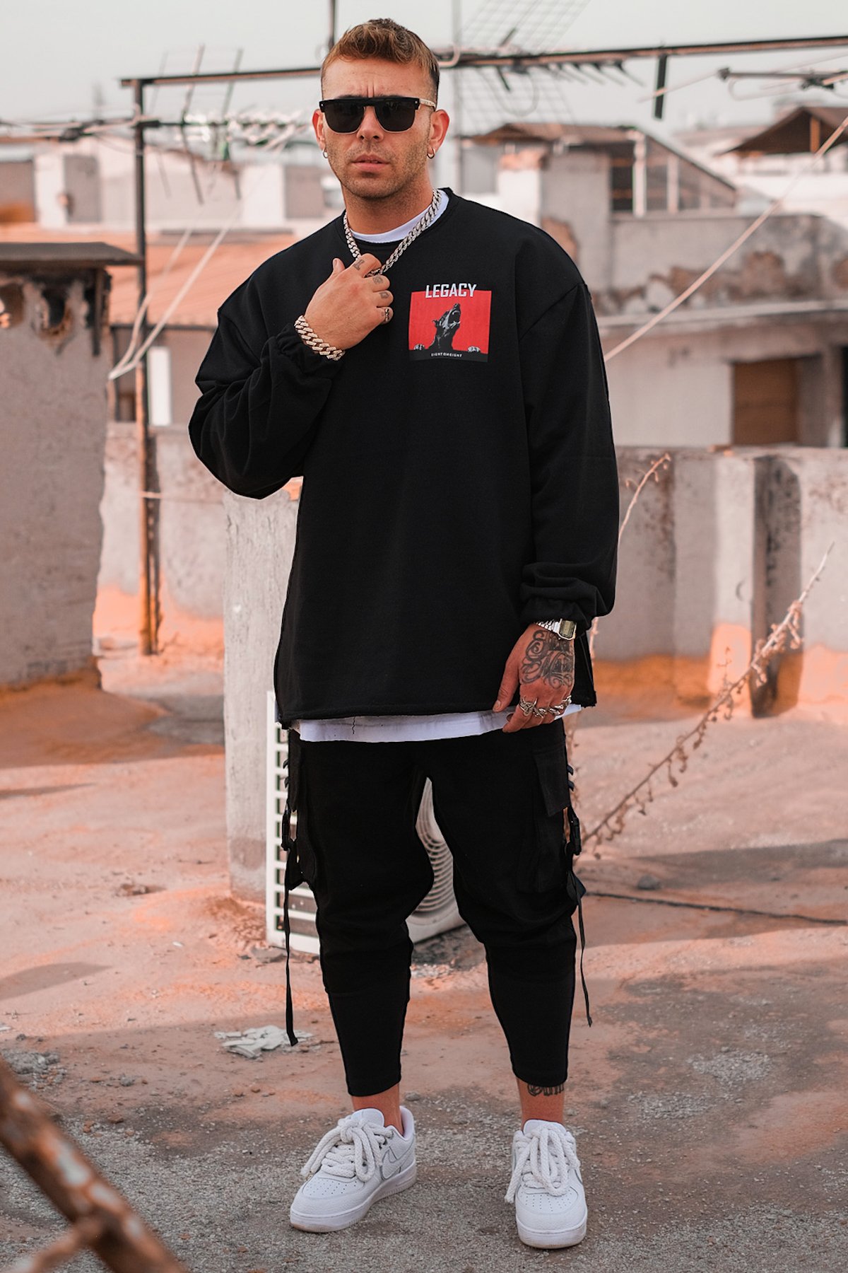 808 Legacy Göğüs Baskılı Oversize Sweatshirt