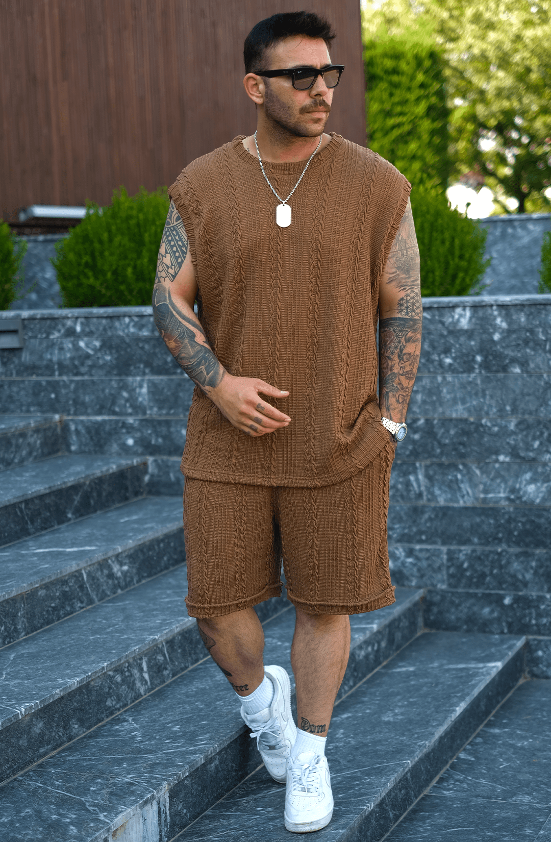 808 Dokulu Triko Dökümlü Kolsuz Oversize Tişört
