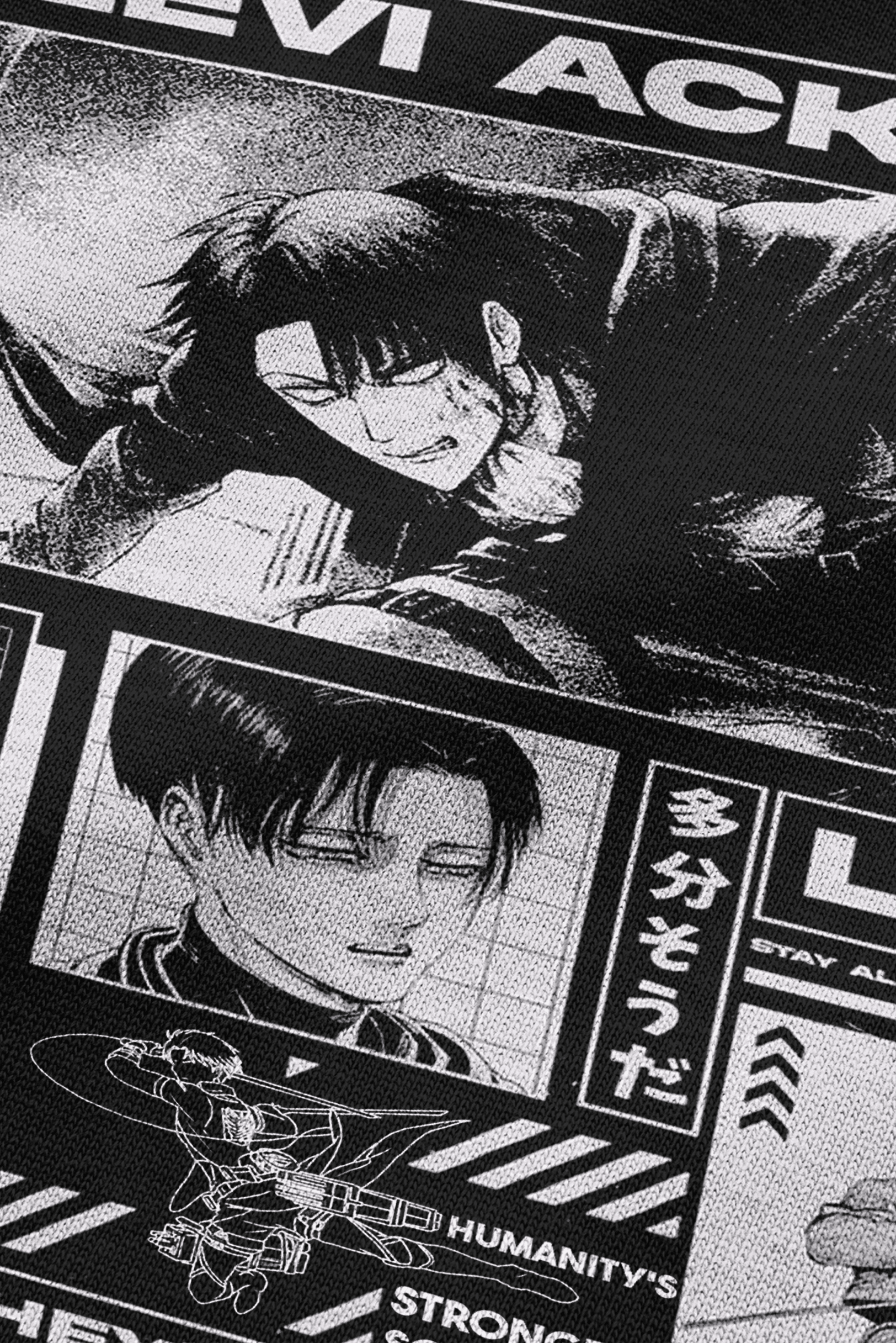 808 " Levi Ackerman " Baskılı Oversize Tişört