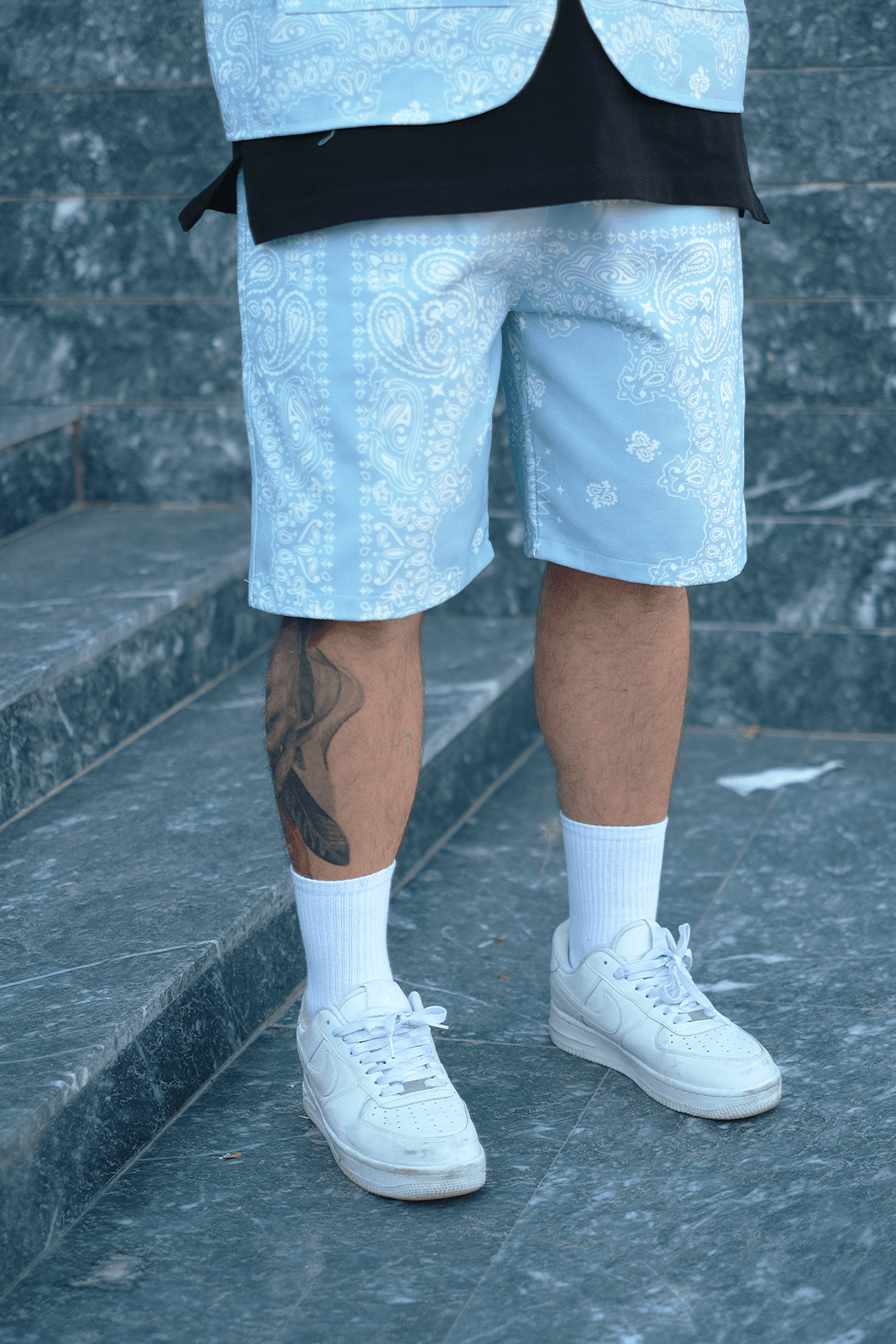808 Sky Bandana Desen Oversize Takım ( Yelek + Şort )