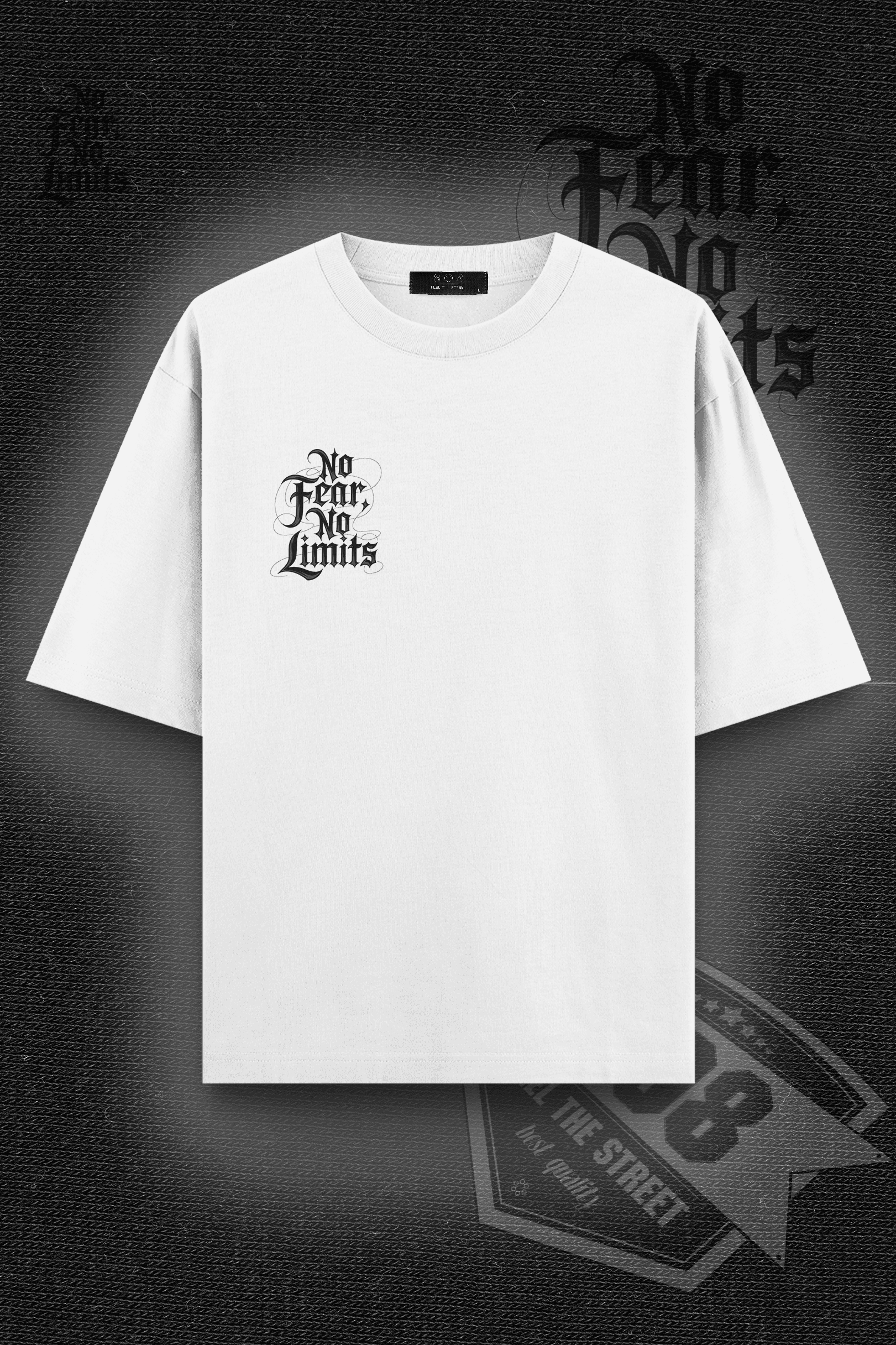 808 No Fear Baskılı Oversize Tişört