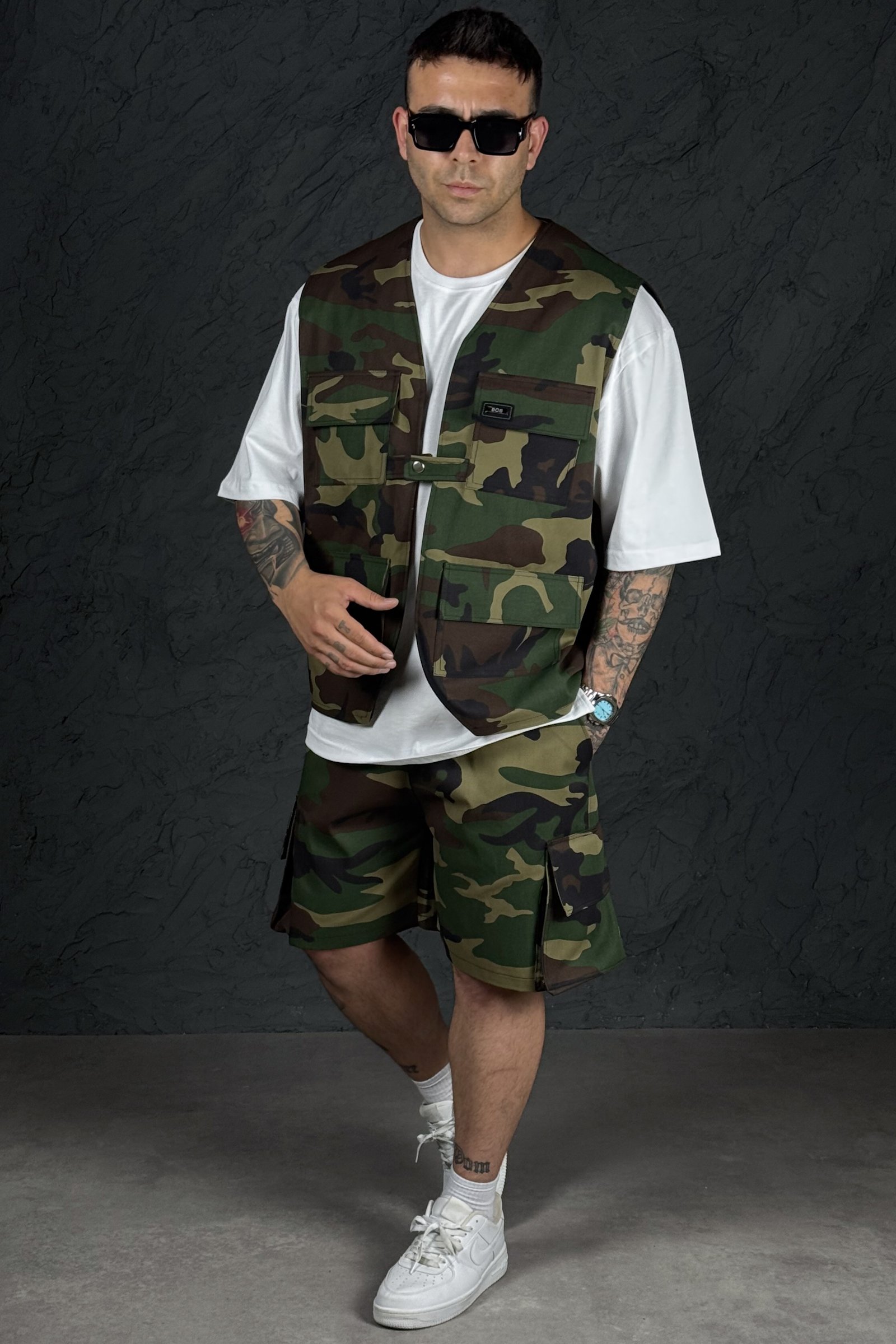 808 Koyu Kamuflaj Desen Oversize Yelek