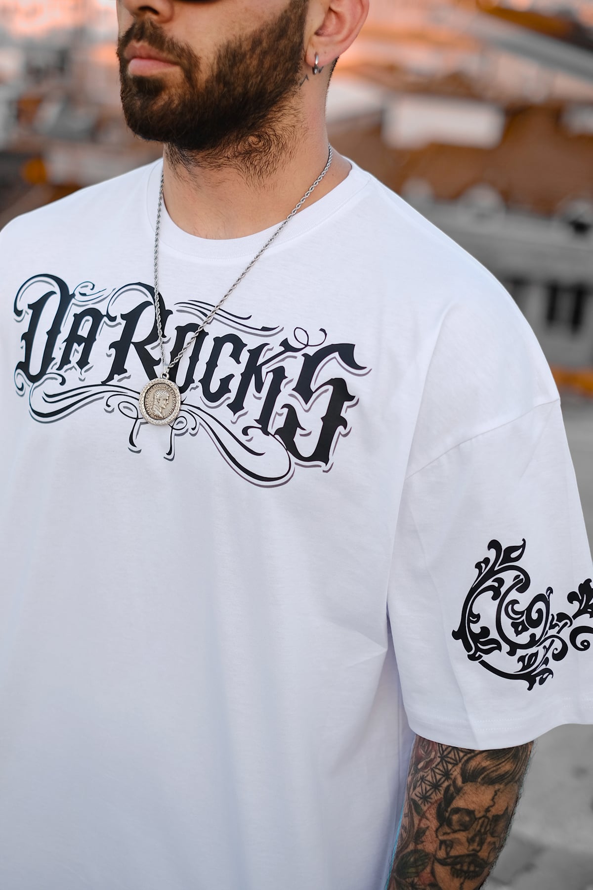 808 Darocks Kol Baskılı Oversize Tişört