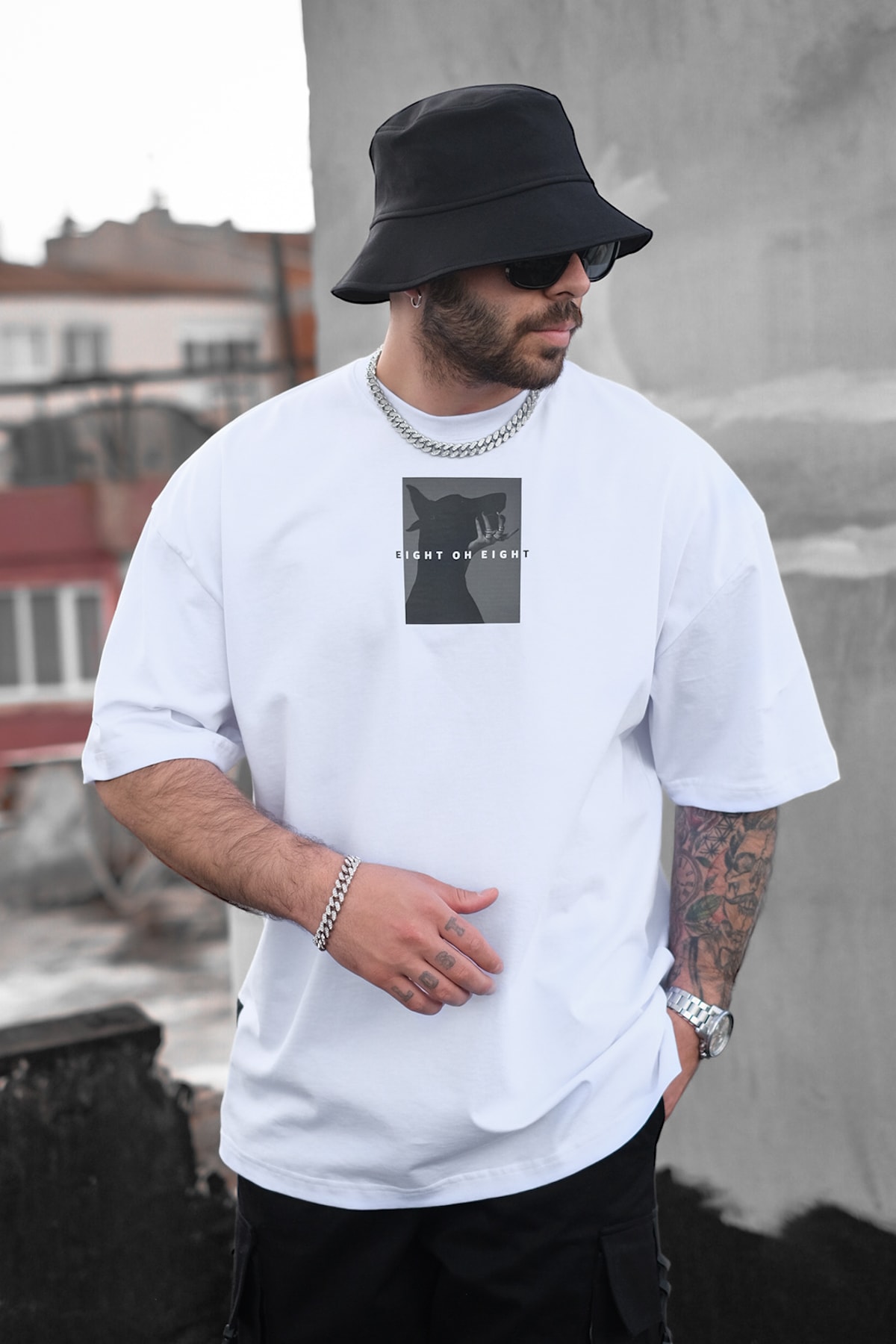 808 Eight Oh Eight Resim Baskılı Oversize Tişört