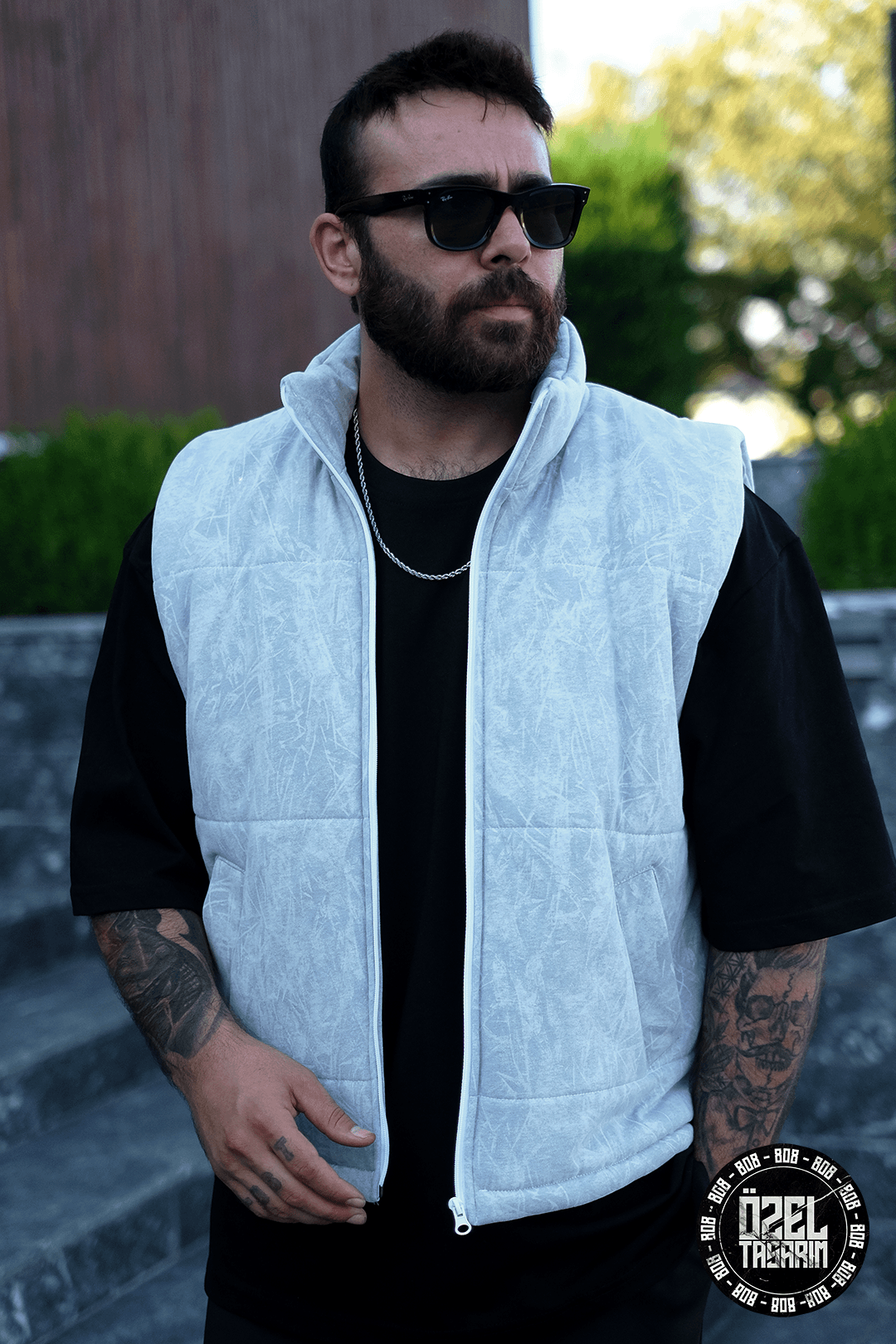 808 Frost Desen Dolgulu Dik Yaka Yelek