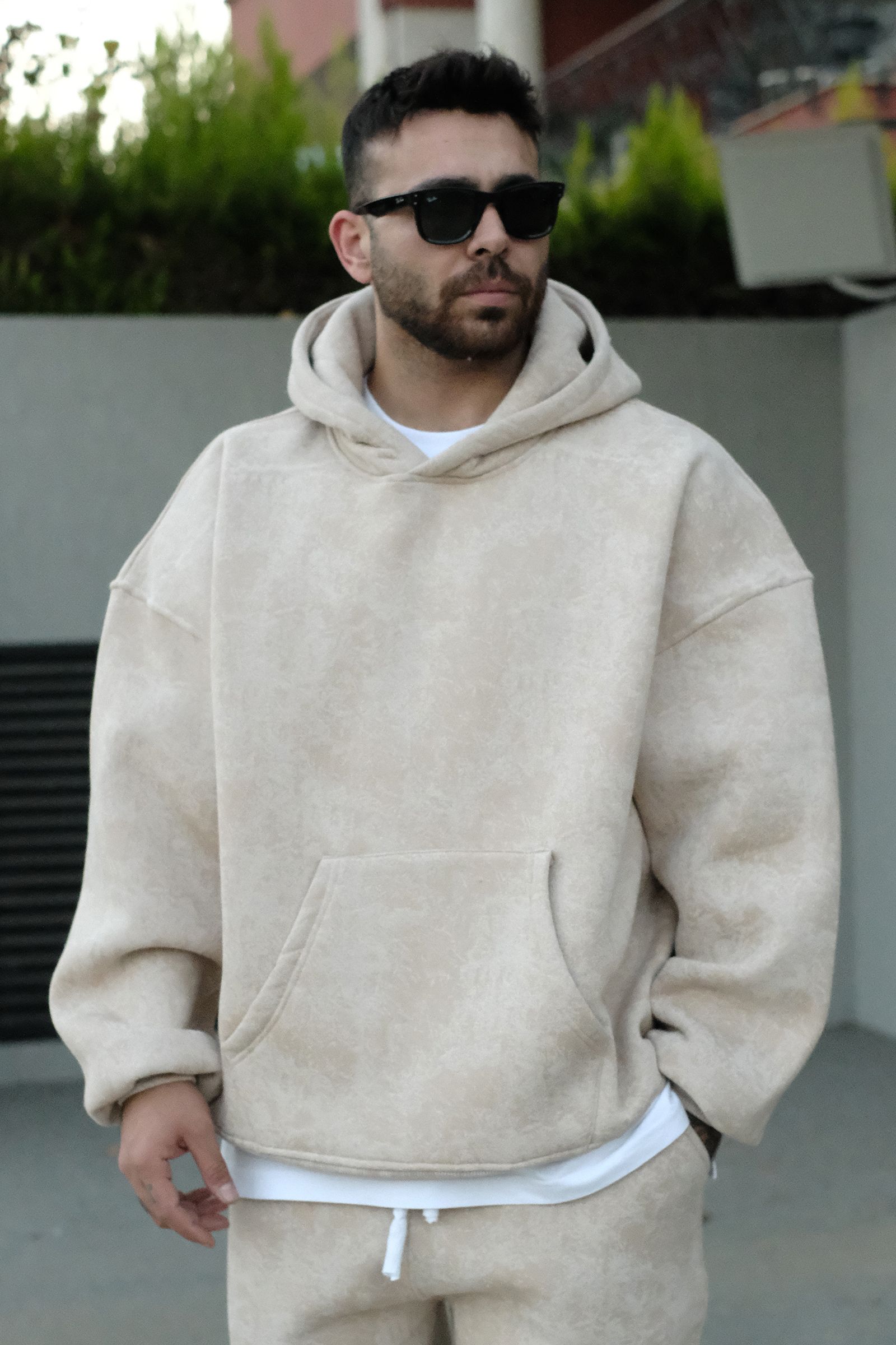 808 Eskitme Efekt Extra Oversize Puff Hoodie