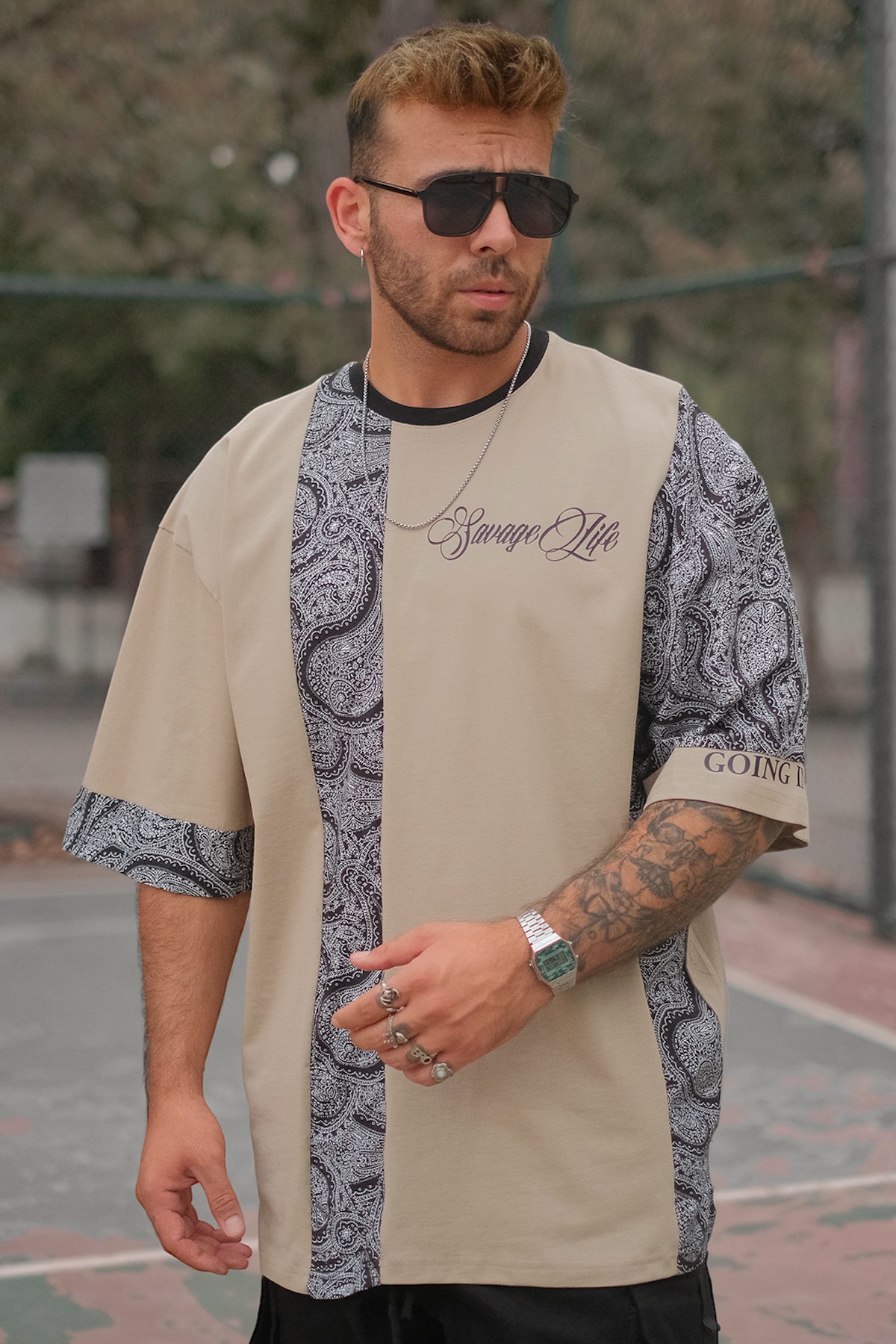 808 Kontrast Baskılı Oversize Tişört