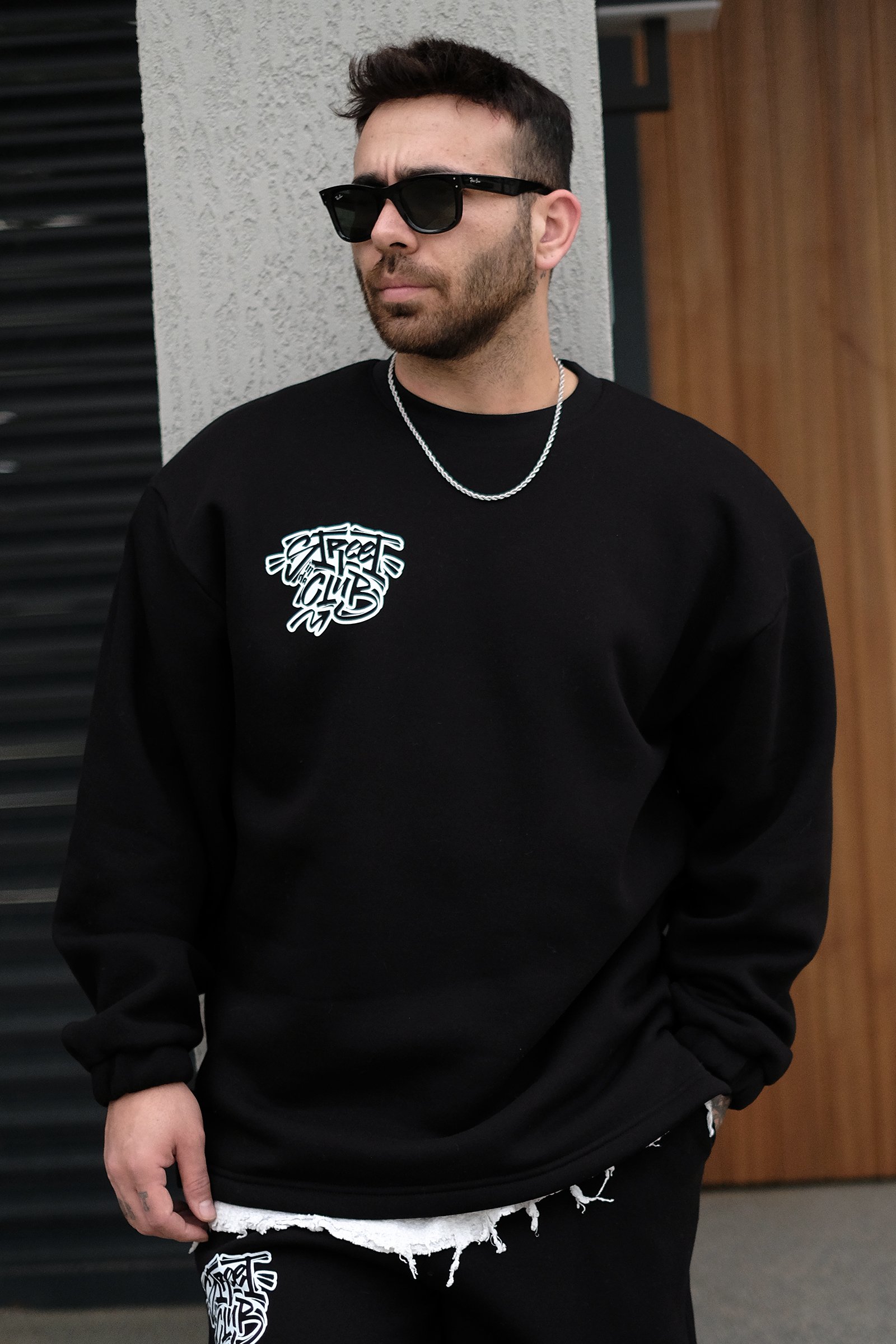 808 Street Club Sırt Baskılı Oversize Sweatshirt