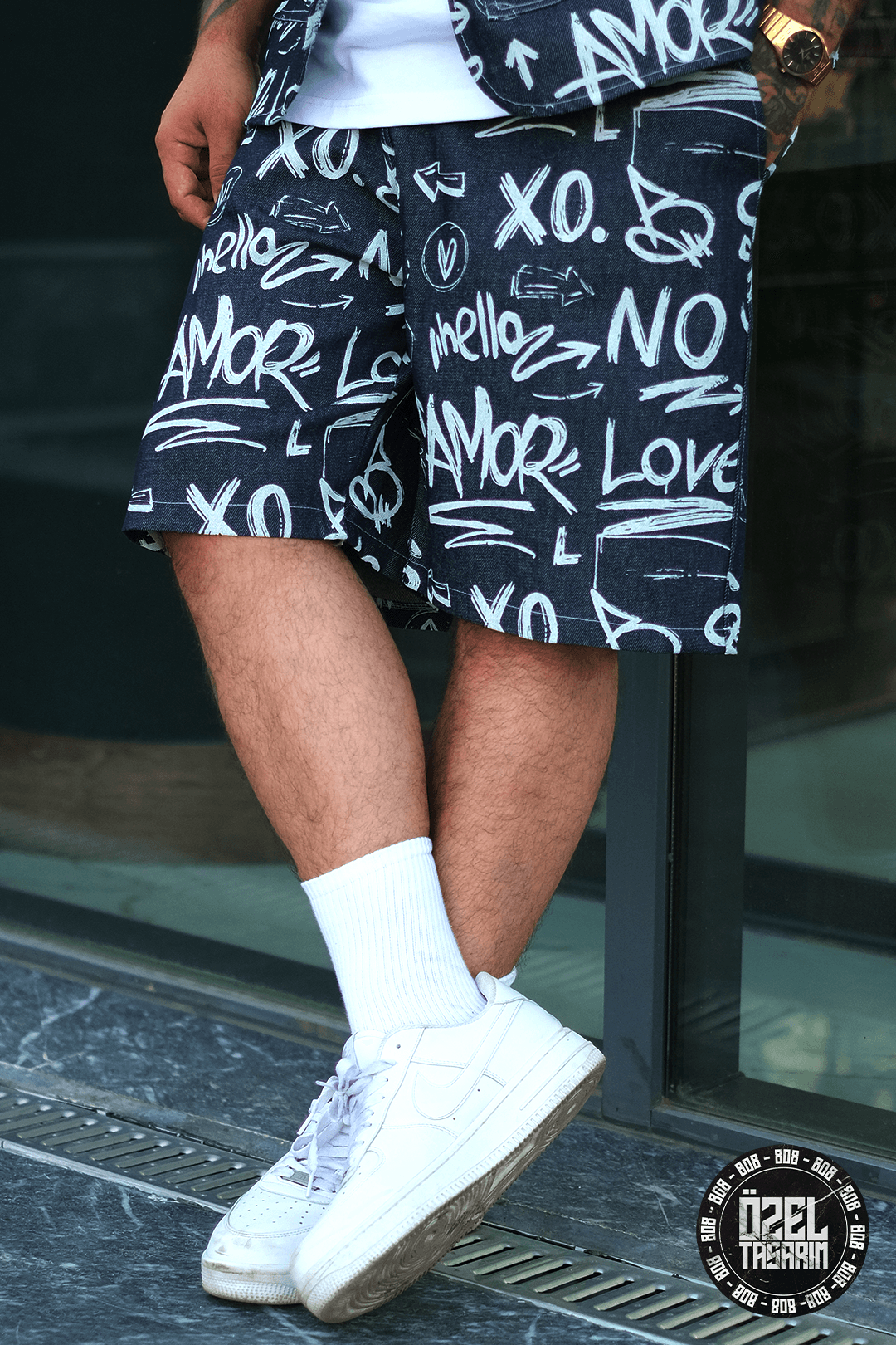 808 XO Street  Desen Oversize Şort