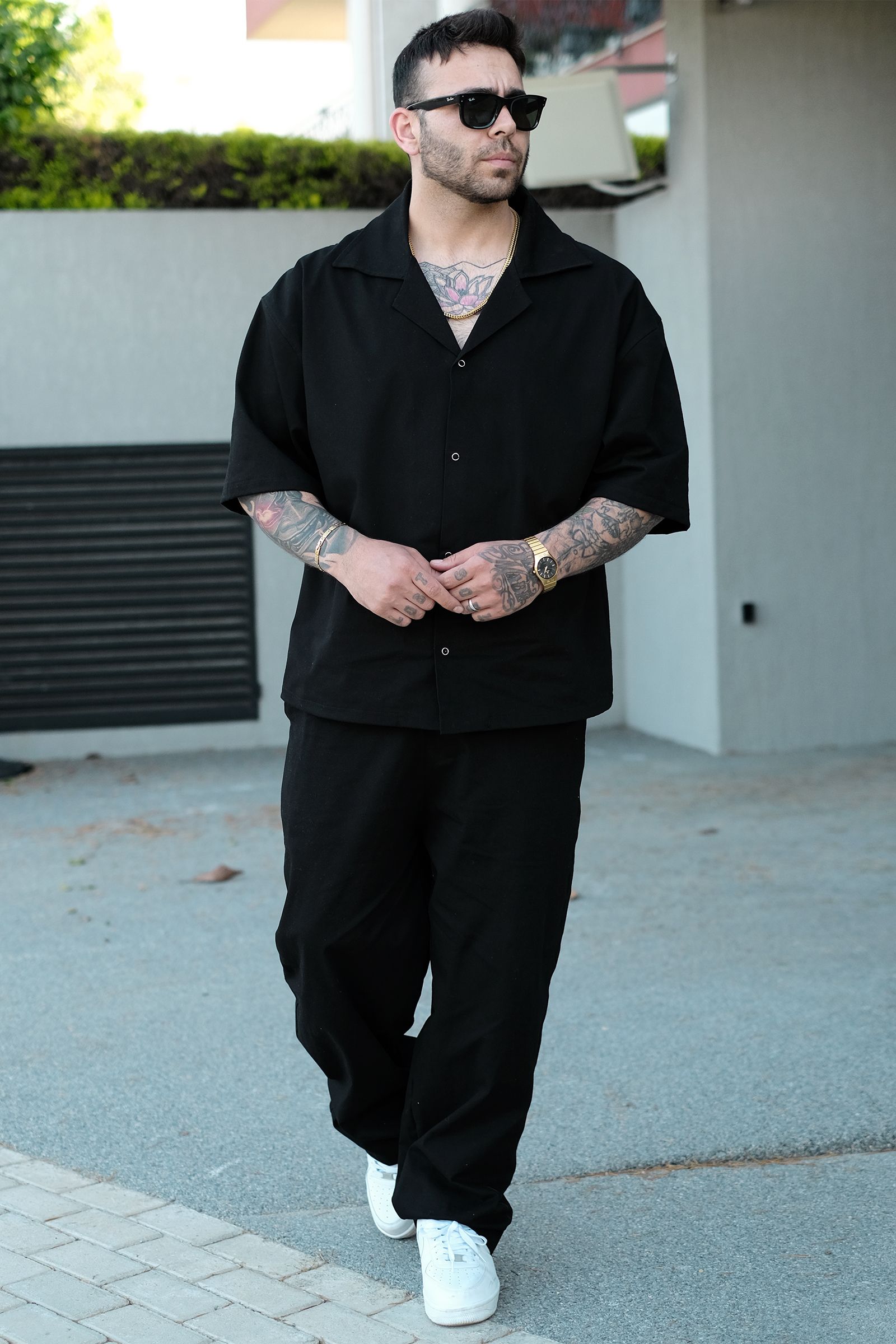 808 Oversize Basic Gömlek - Siyah