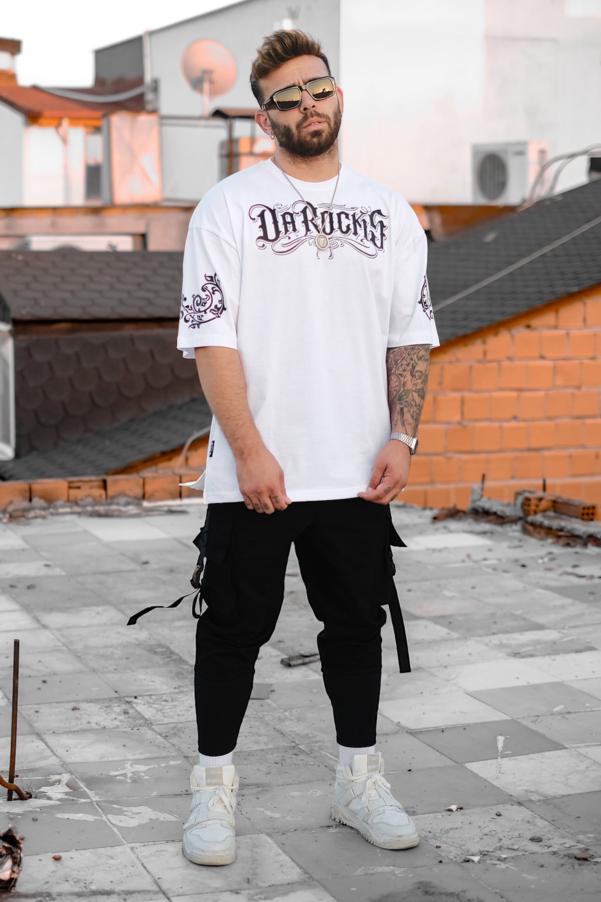 808 Darocks Kol Baskılı Oversize Tişört