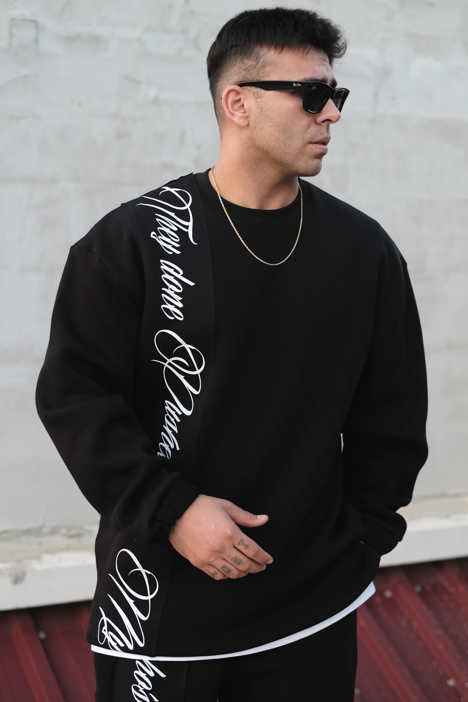 808 Şerit Detay Baskılı Oversize Sweatshirt 