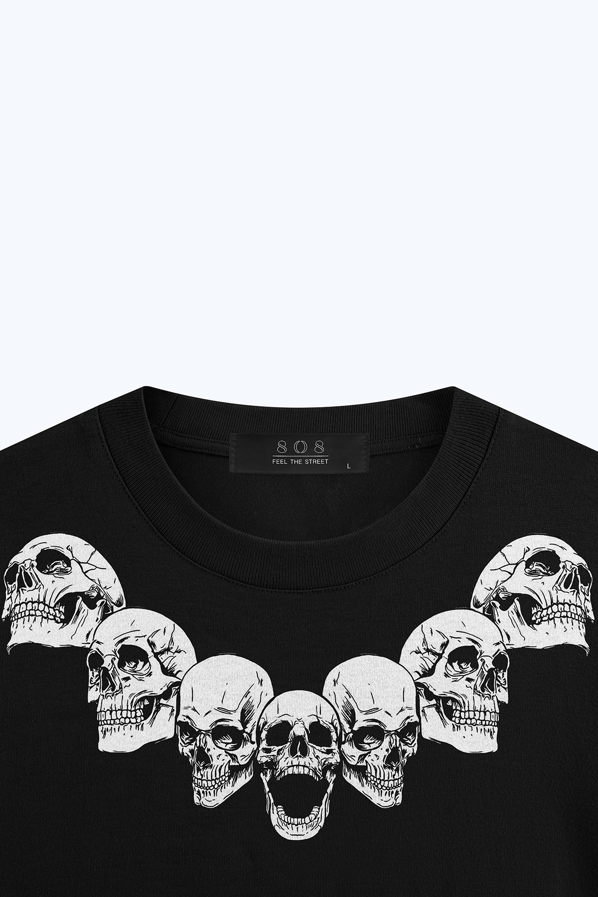 808 Fleshless Skull Baskılı Oversize Tişört - Siyah