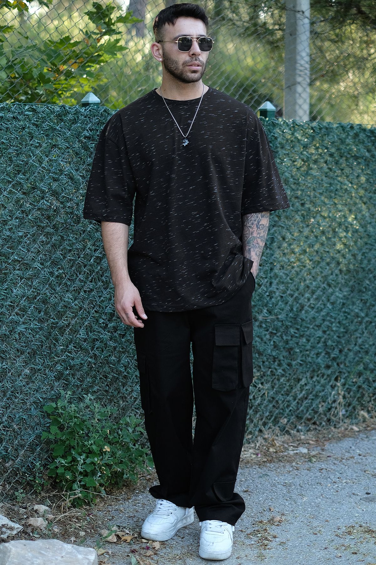 808 Basic Melanj Oversize Tişört