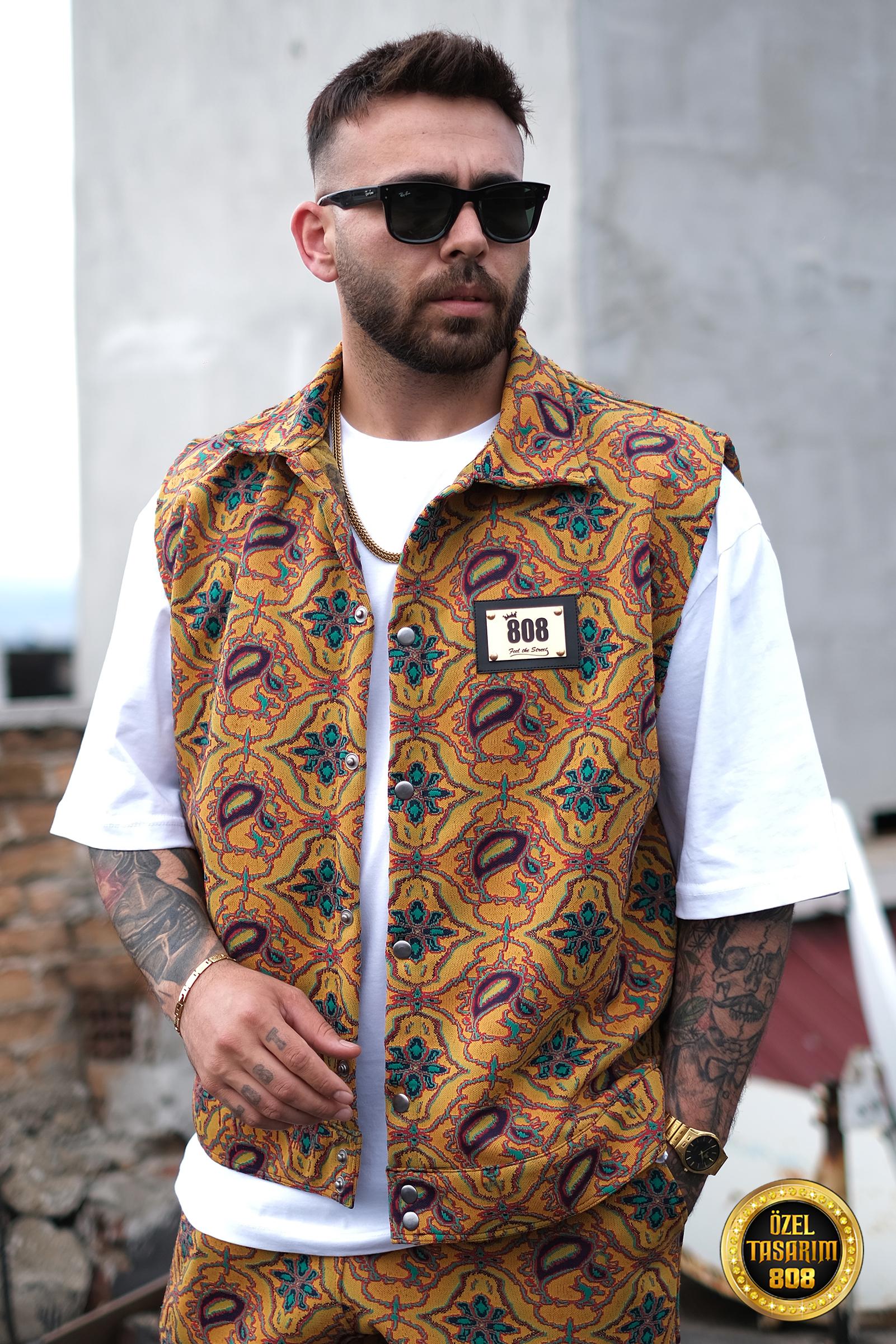 808 Tribal Desen Dokulu Yelek