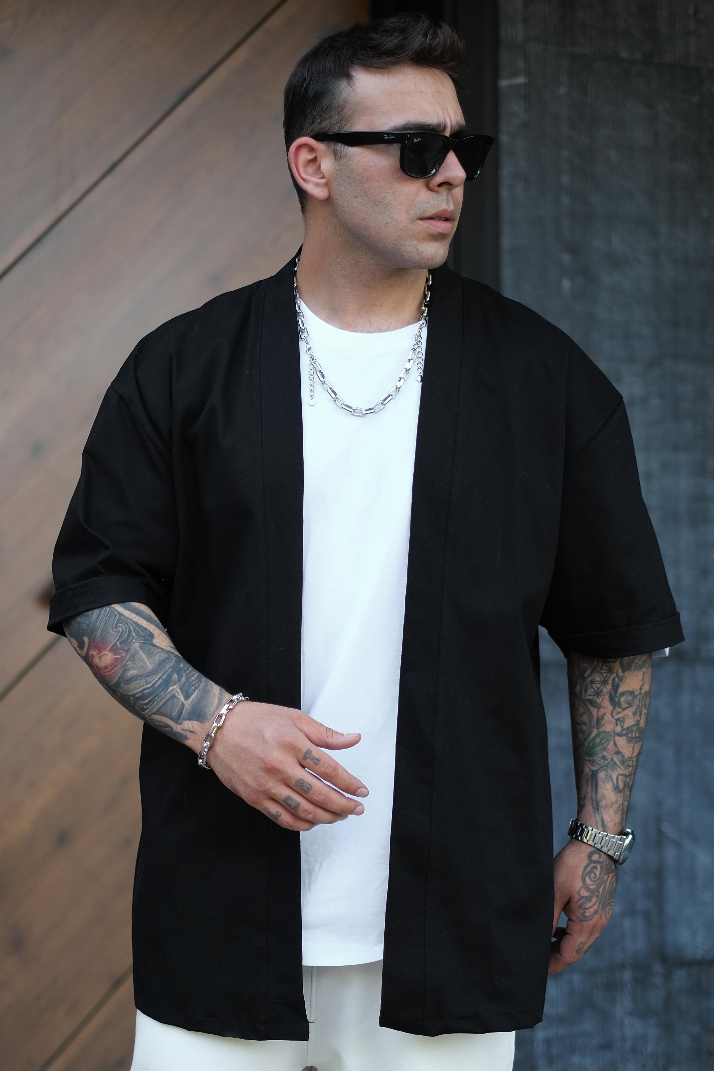 808 Oversize Basic Kimono - Siyah