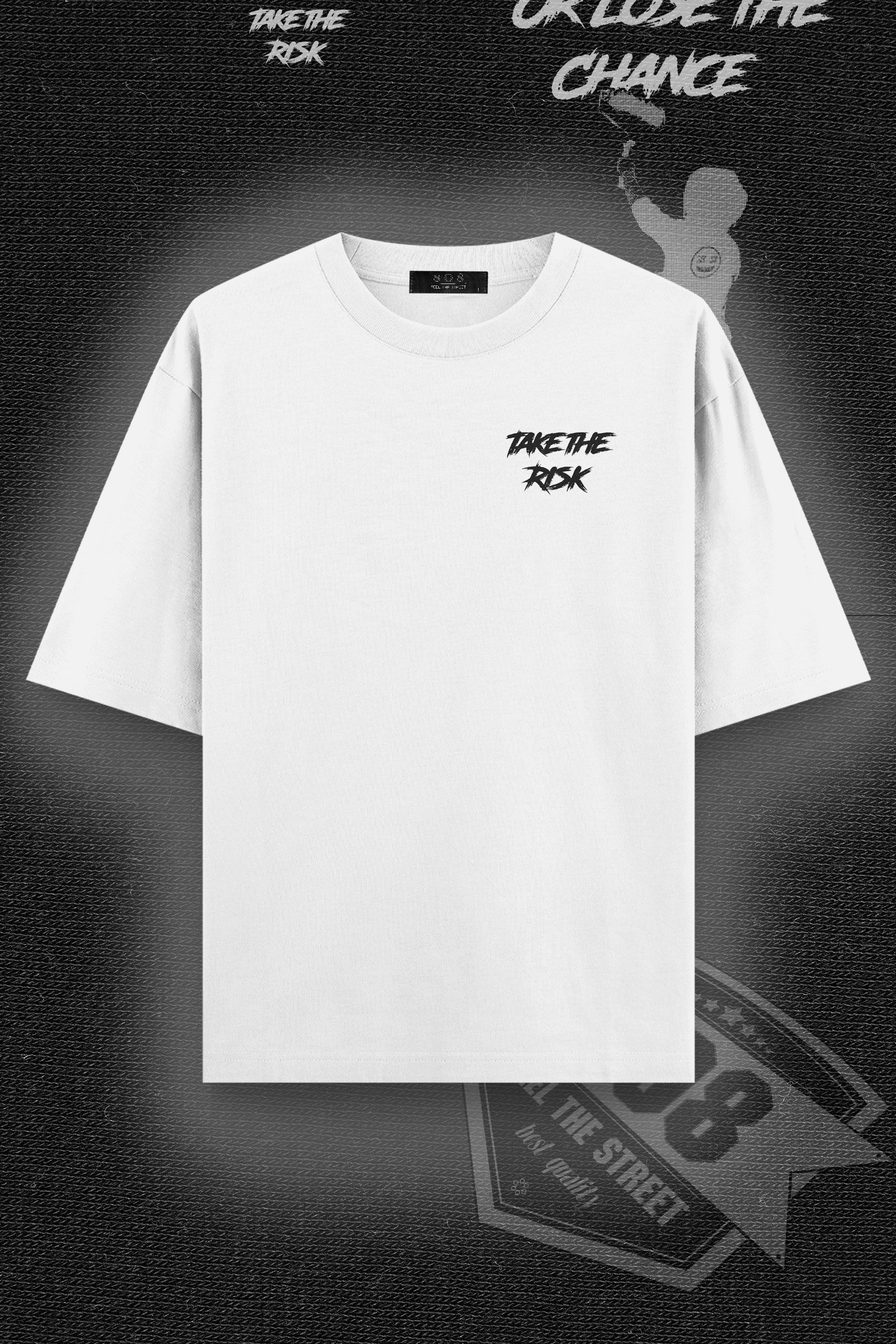 808 "Take the risk" Baskılı Oversize Tişört
