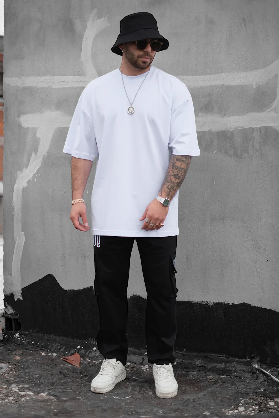 808 Basic Oversize Tişört - Beyaz