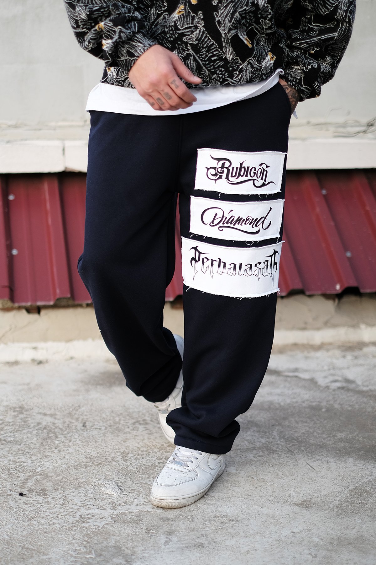 808 Diamond Baskılı Yama Detay Oversize Baggy Jogger