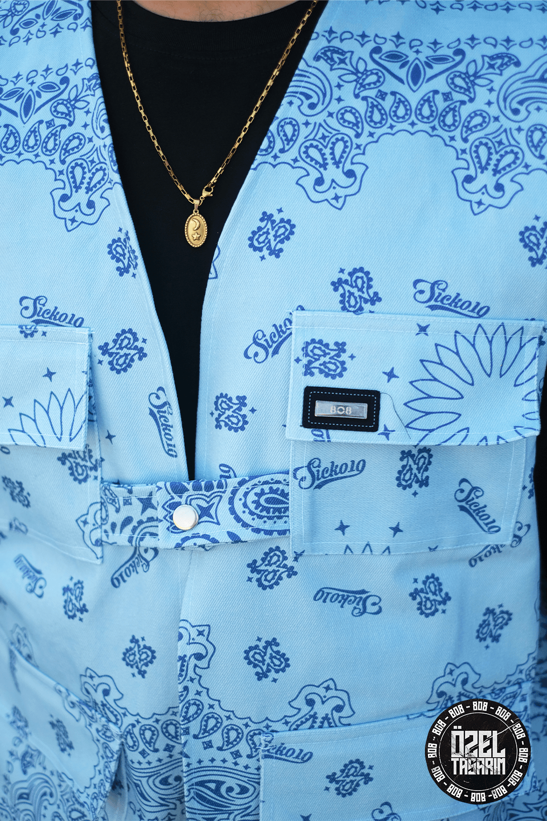 808 Ocean Bandana Desen Oversize Takım ( Yelek + Şort )