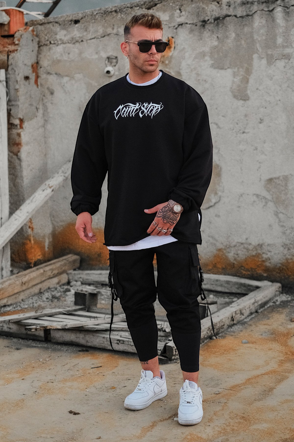 808 Can't Stop Oversize Fermuar Yırtmaç Sweatshirt