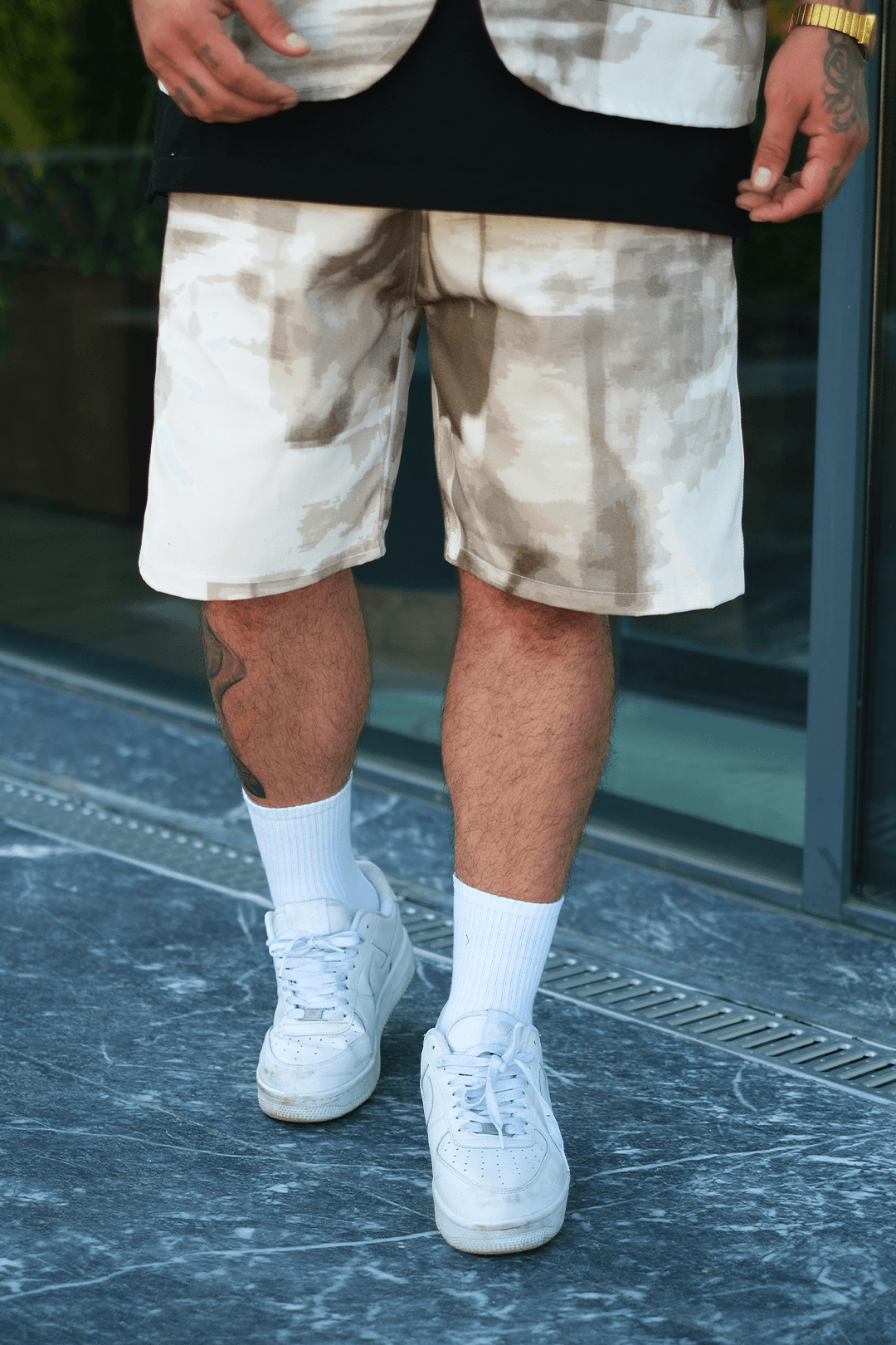 808 Kum Fırtınası Desen Oversize Takım ( Yelek + Şort )