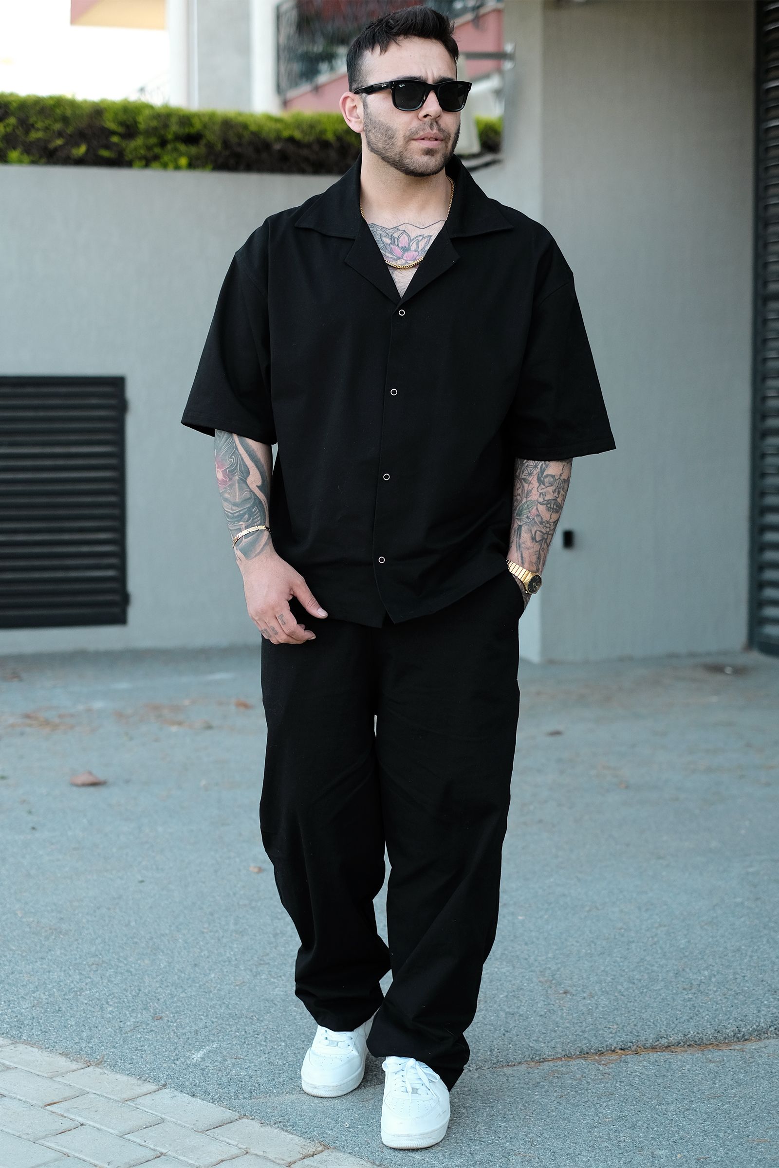 808 Oversize Basic Gömlek - Siyah