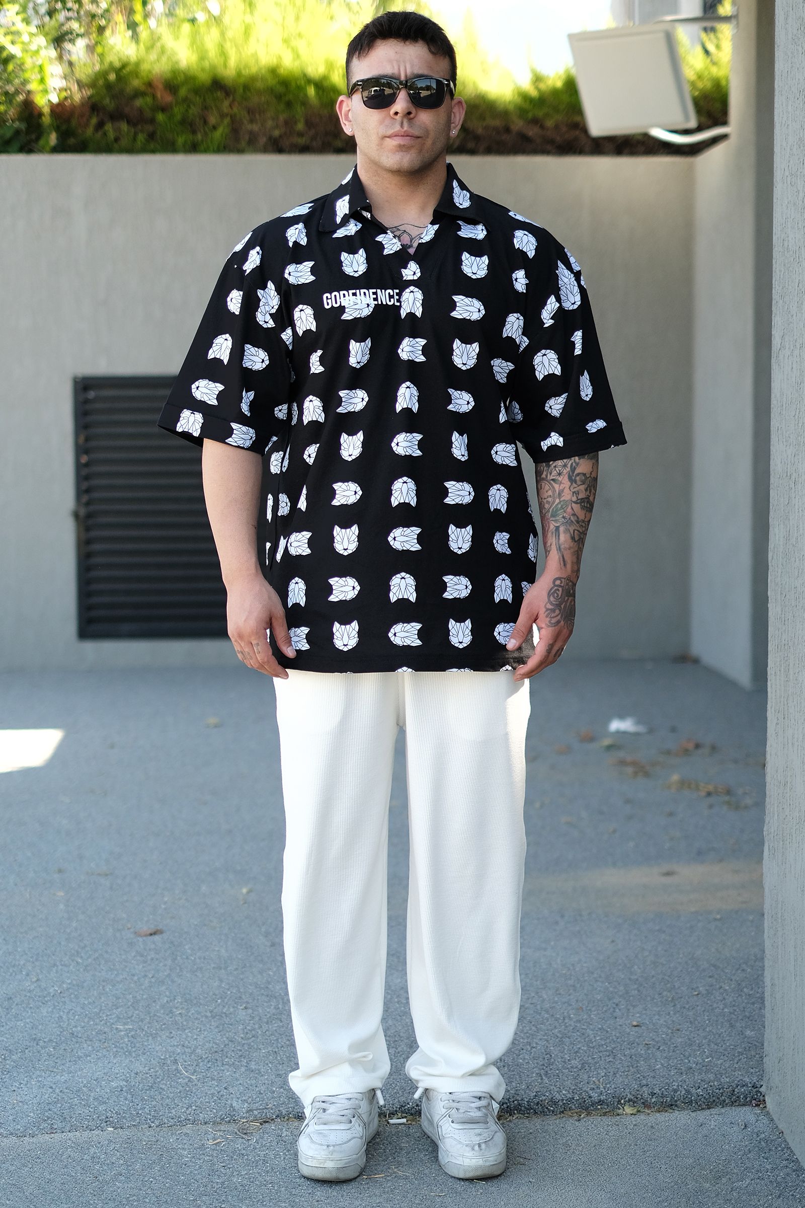 808 Godfidence Baskılı Oversize Yakalı Tişört