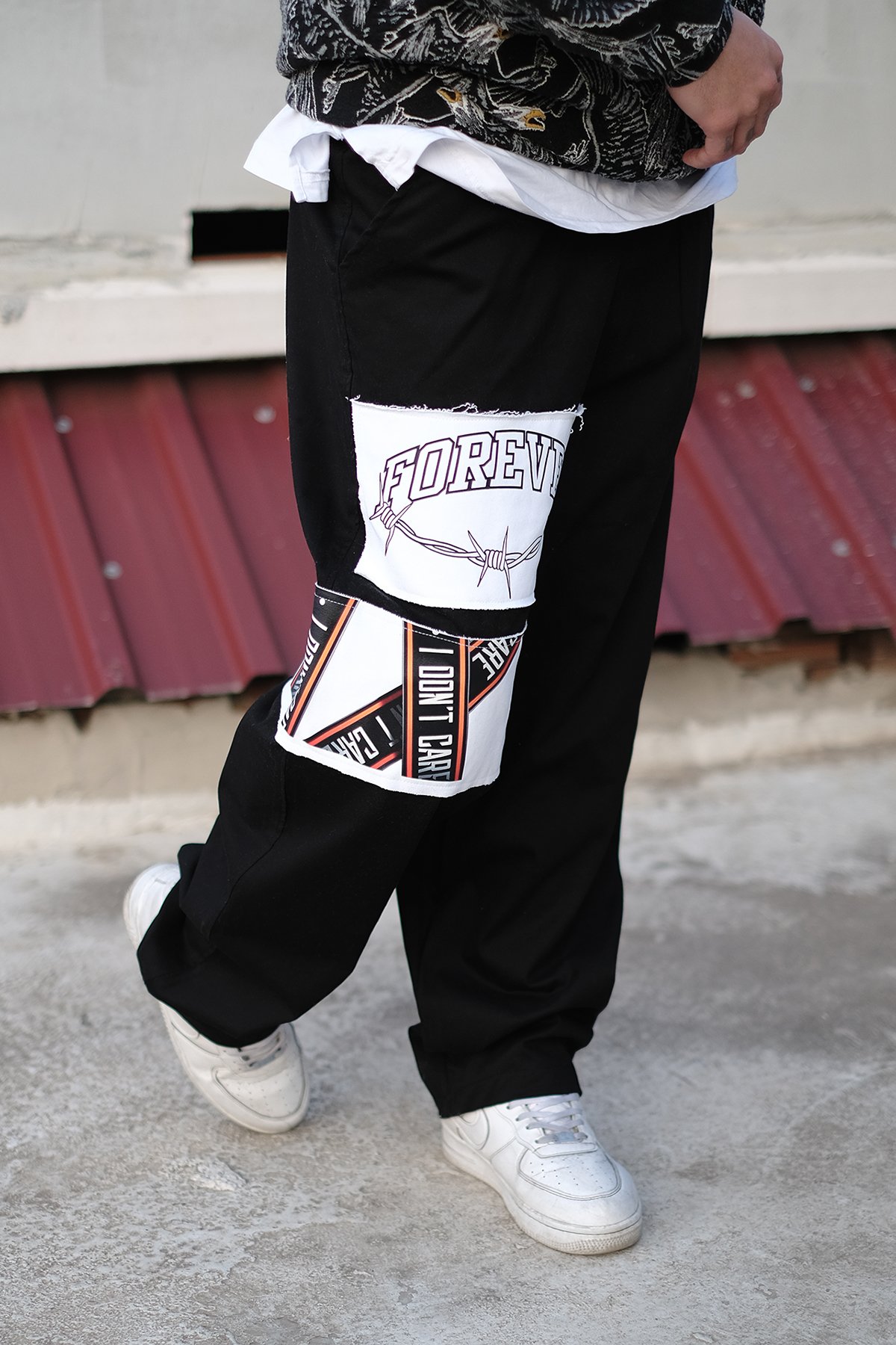 808 Forever Baskılı Yama Detay Oversize Baggy Pantolon