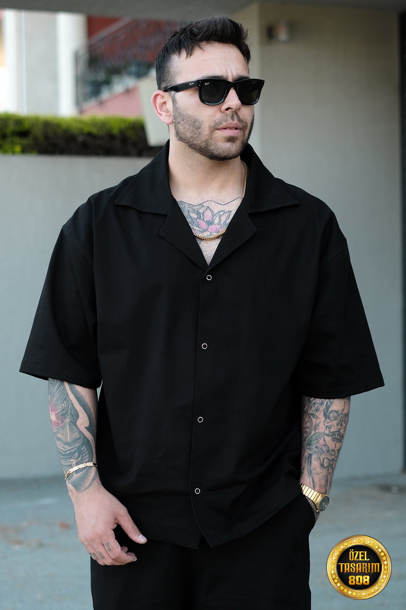 808 Oversize Basic Gömlek - Siyah