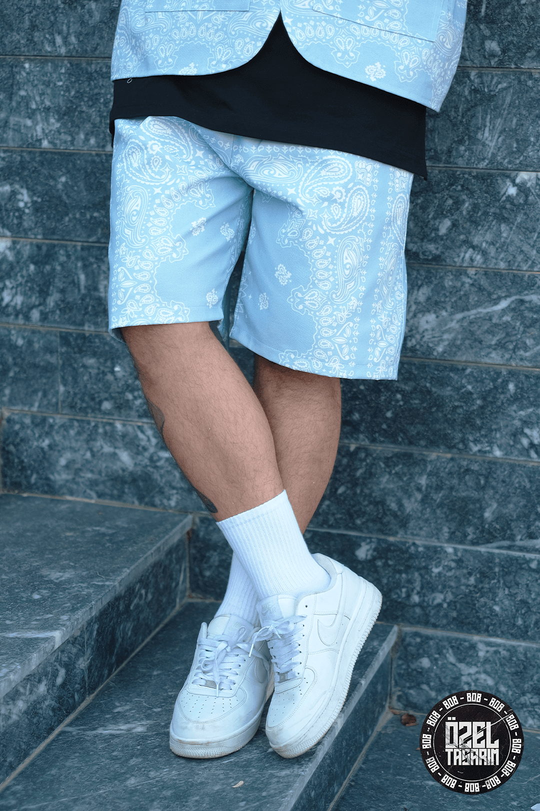 808 Sky Bandana Desen Oversize Şort