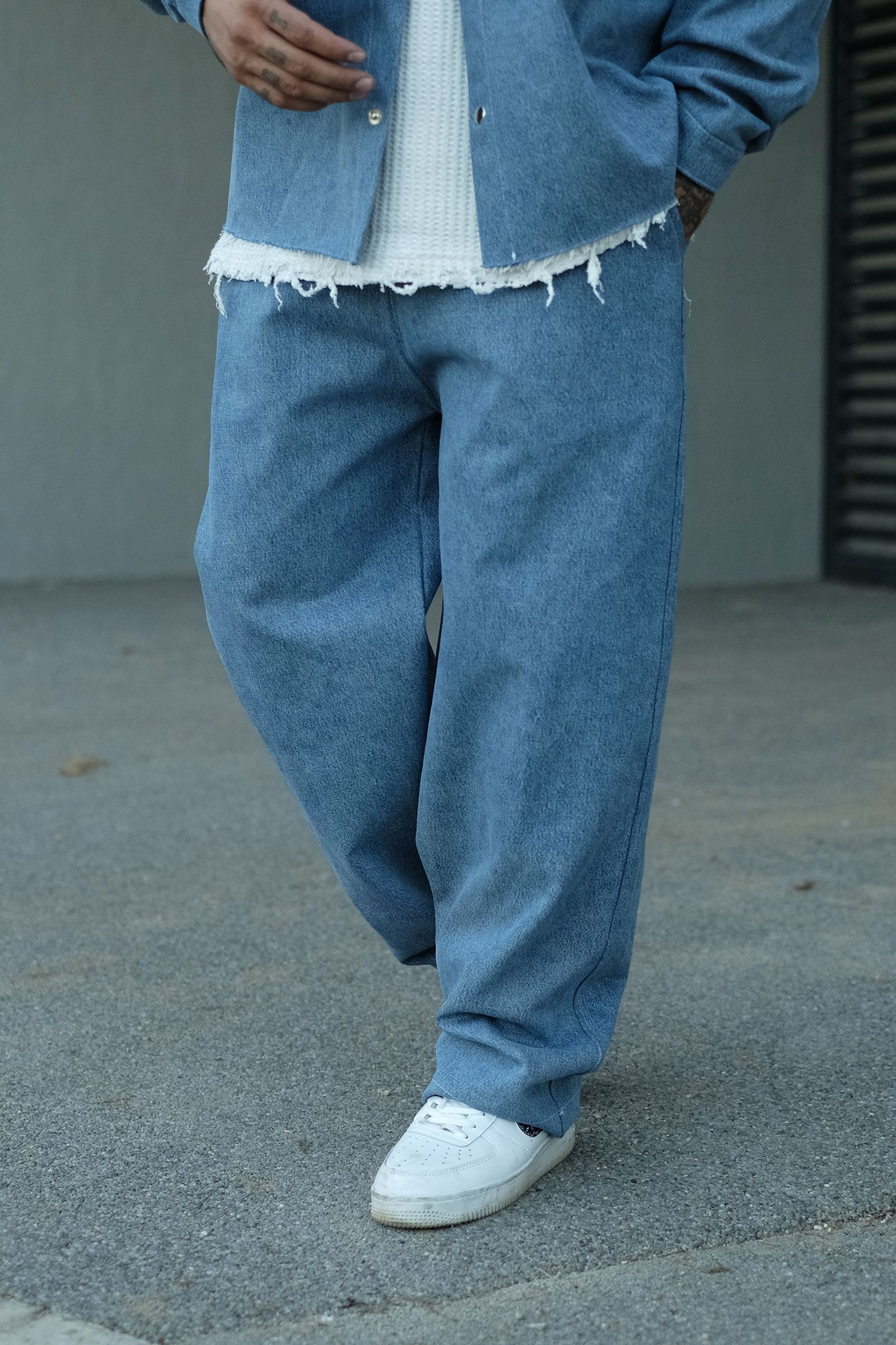 808 Oversize Retro Mavi Kot Jogger