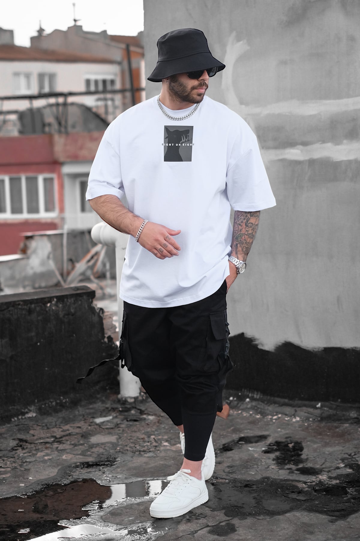 808 Eight Oh Eight Resim Baskılı Oversize Tişört