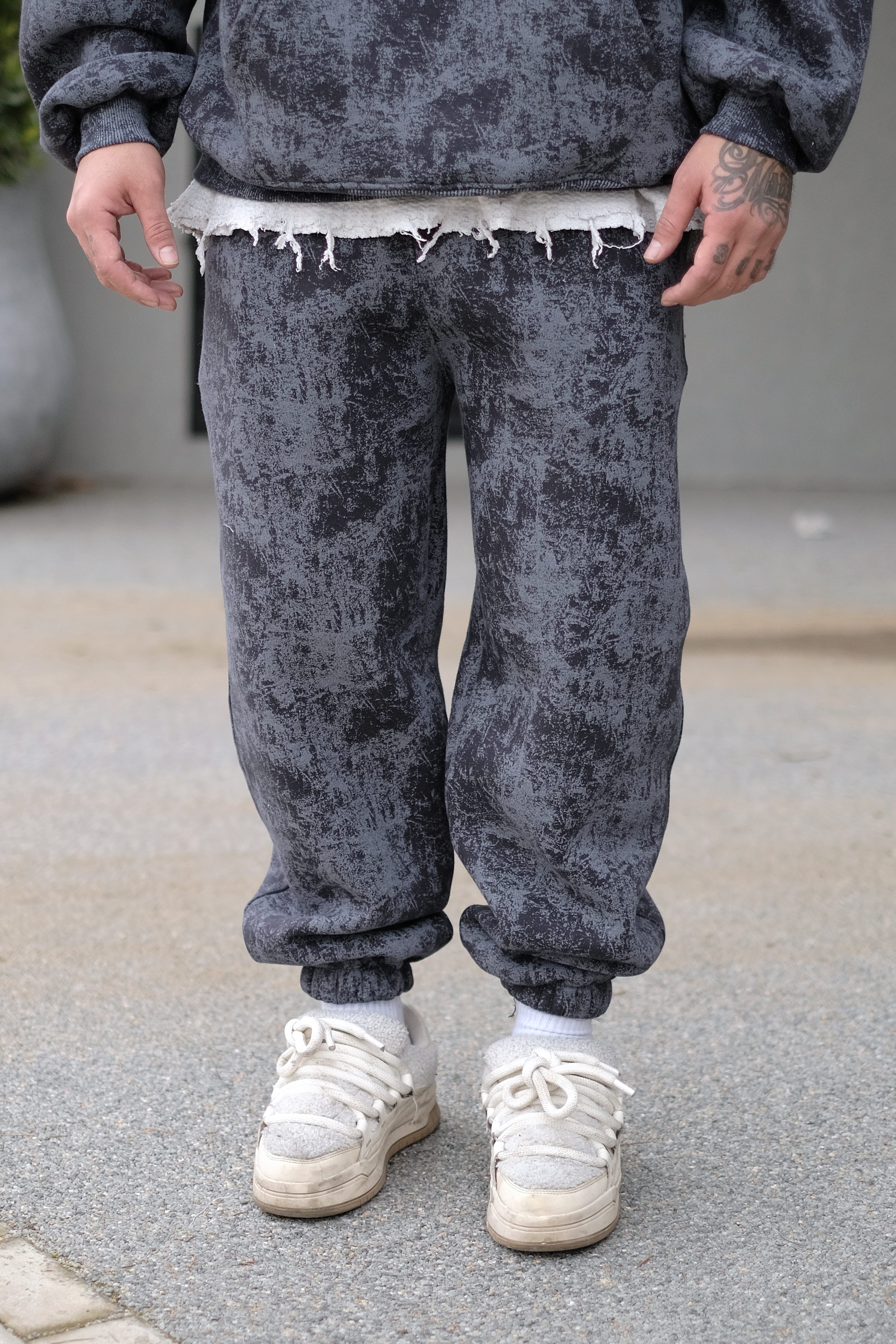 808 Eskitme Efekt Oversize Puff Jogger Eşofman Altı - Antrasit