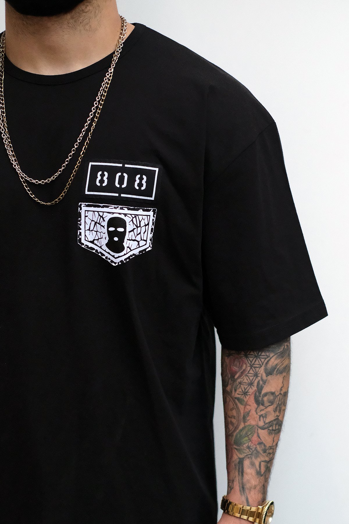 808 '' Savage x Ski Mask '' Baskılı Oversize Tişört