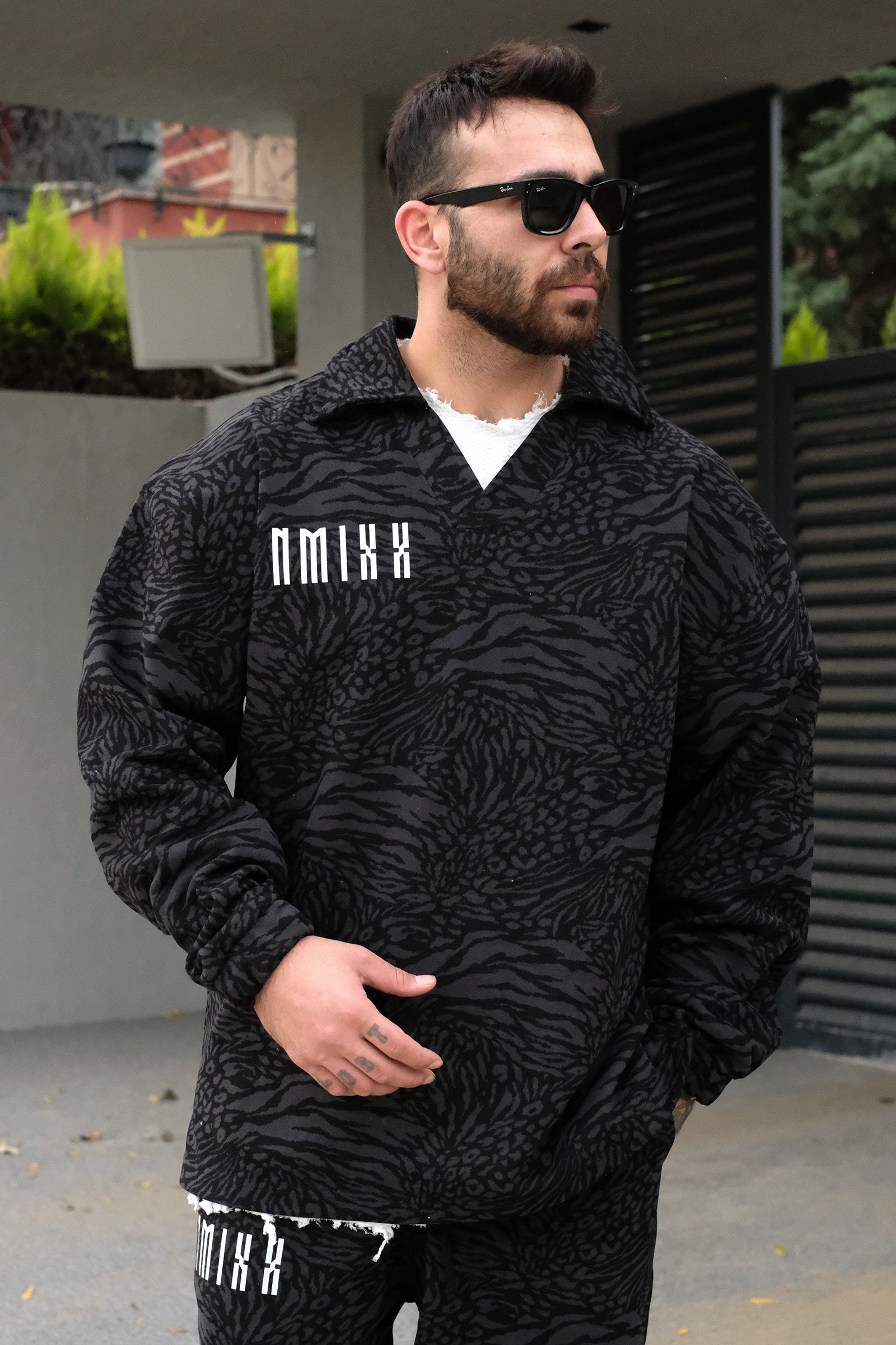 808 NMXX Baskılı Özel Tasarım Desenli Oversize Sweatshirt