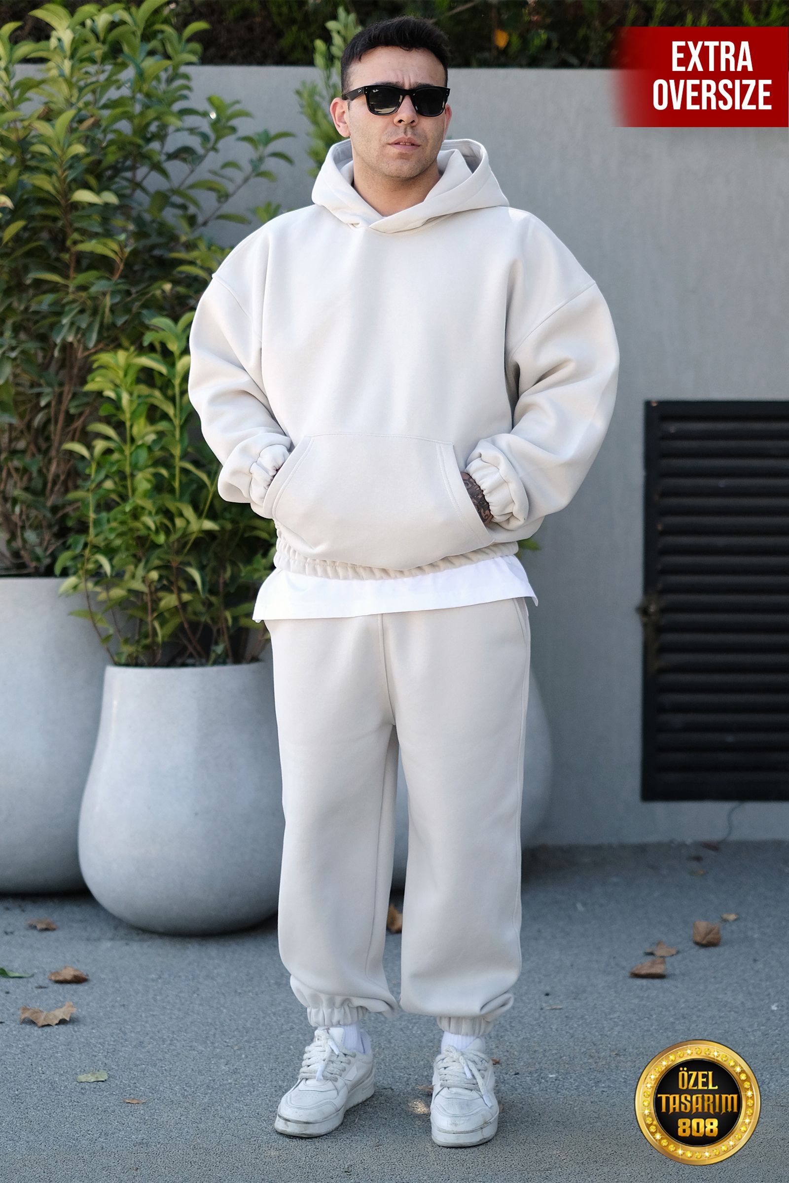 808 Basic Özel Tasarım Extra Oversize Hoodie Takım