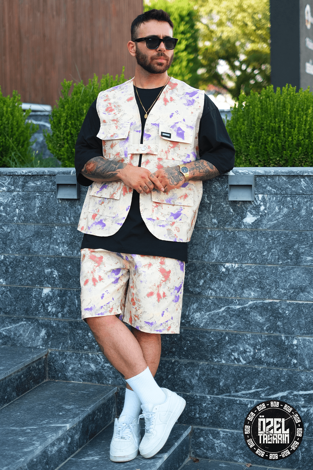808 Art Chaos Desen Oversize Takım ( Yelek + Şort )